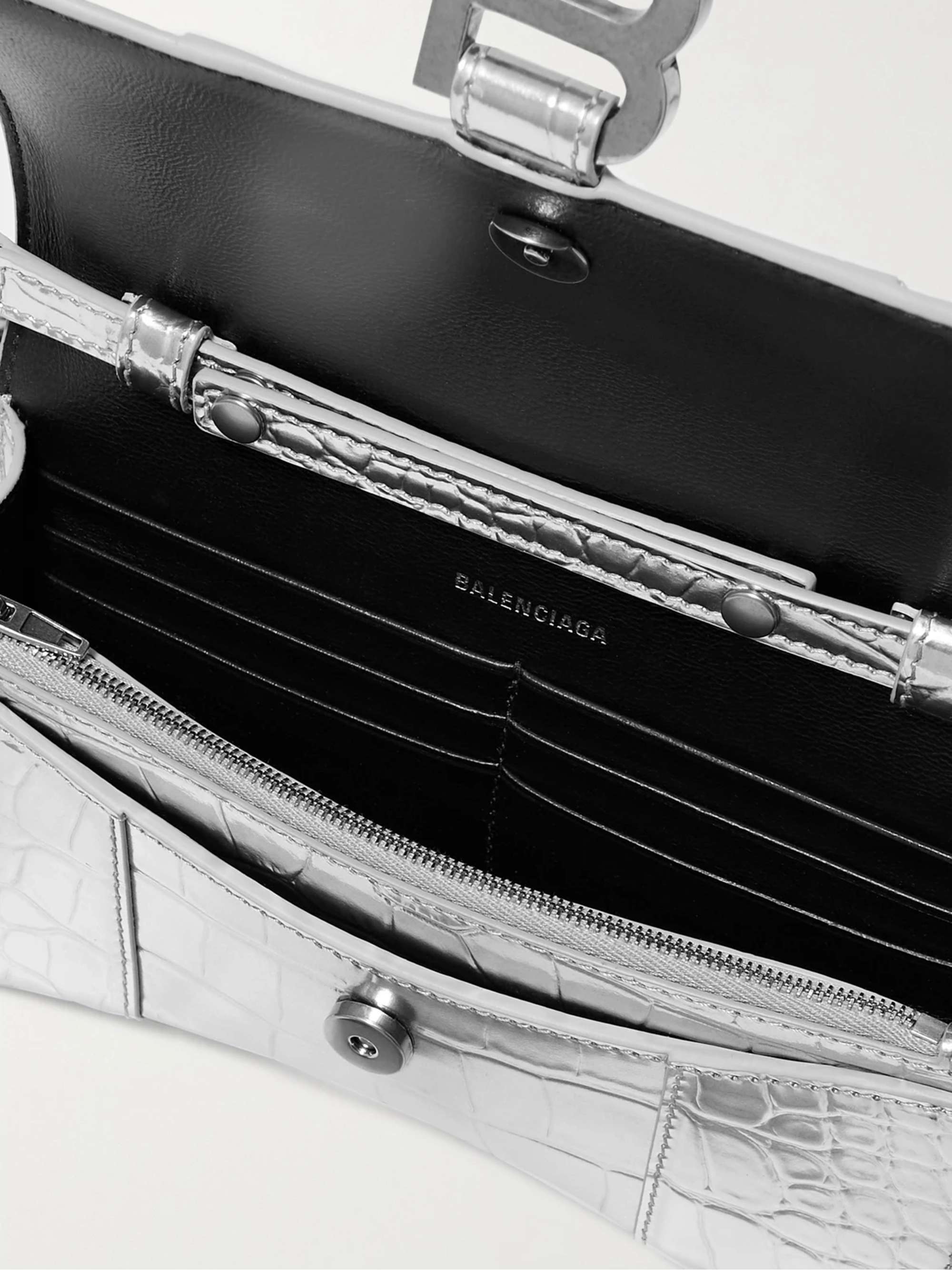 BALENCIAGA Hourglass croc-effect leather shoulder bag