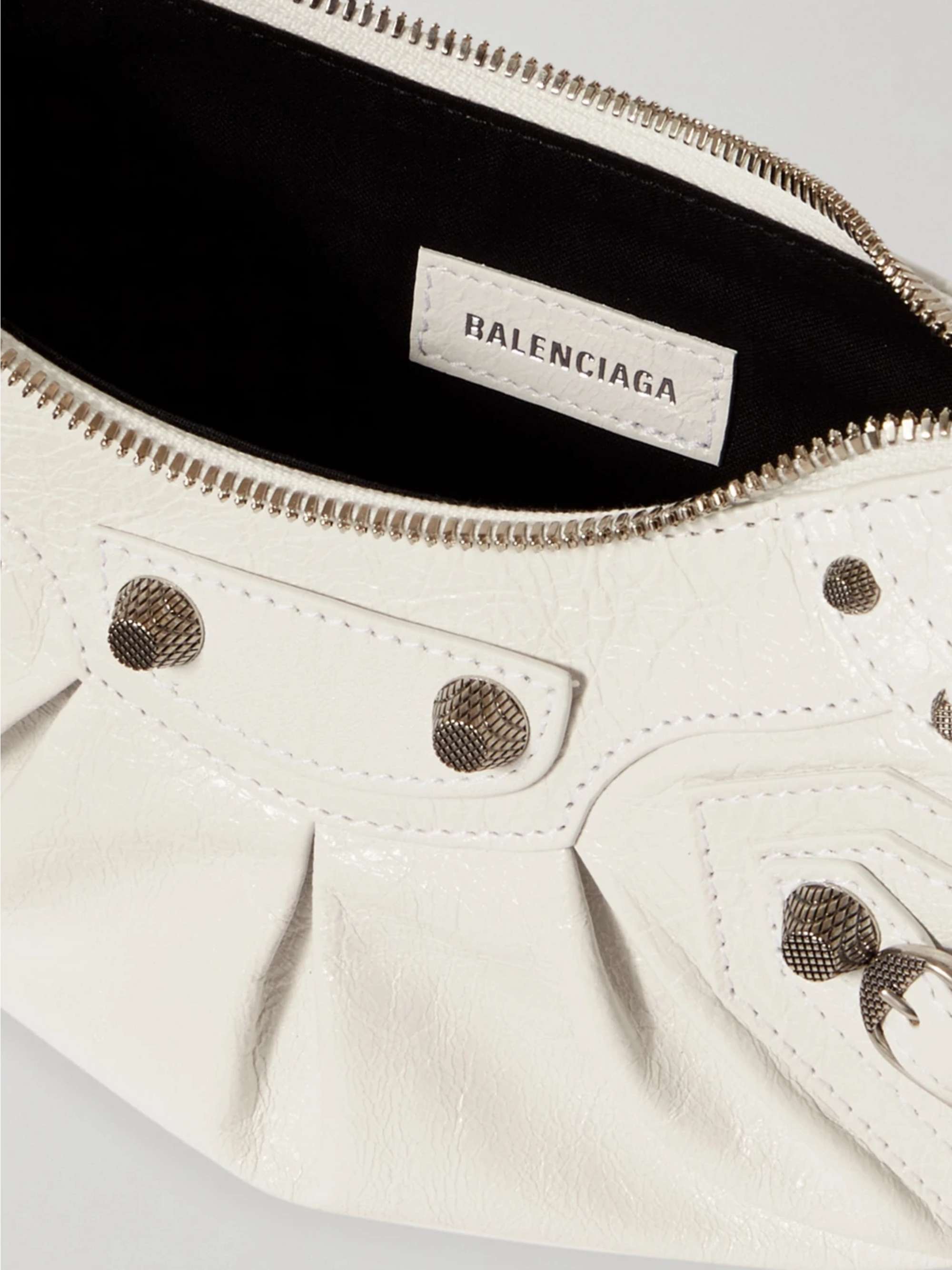 BALENCIAGA Le Cagole XS studded crinkled-leather shoulder bag