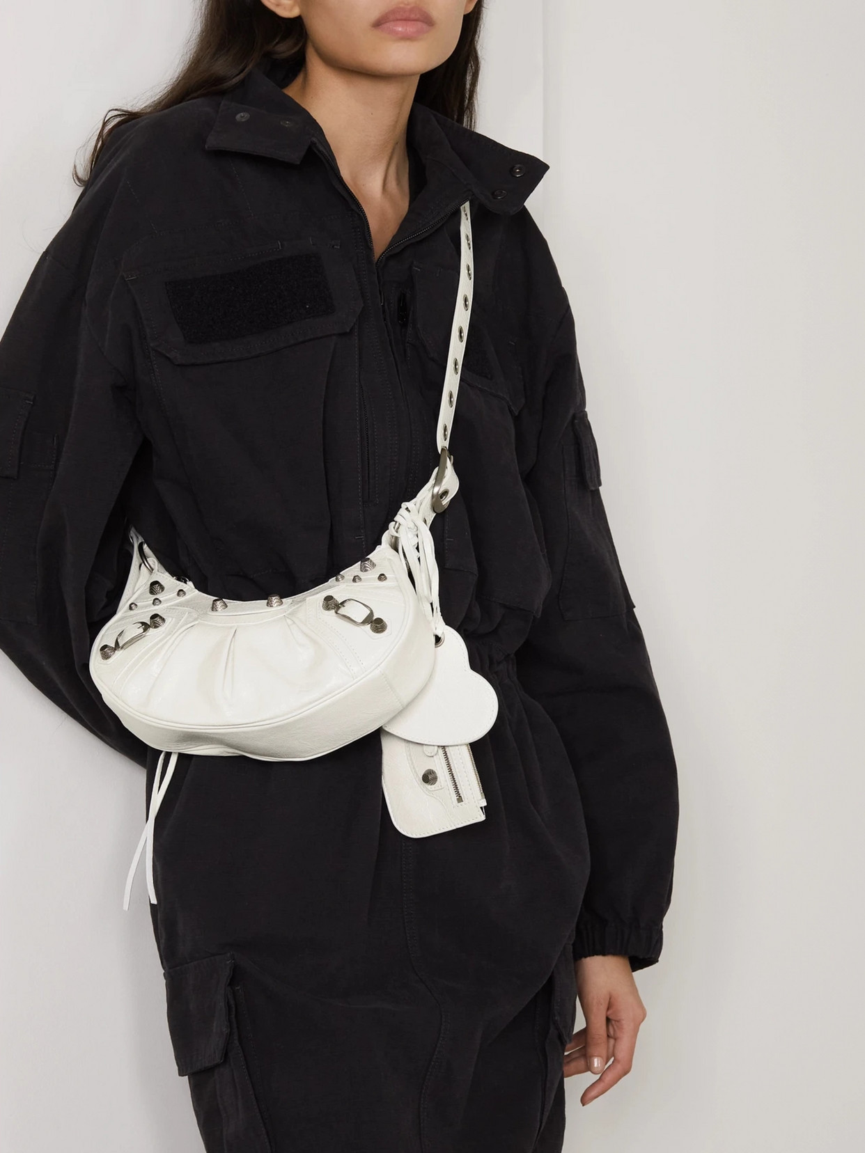 Balenciaga Borsetta A Tracolla Le Cagole Xs Bag Traforata Da Donna In Bianco Ottico In White