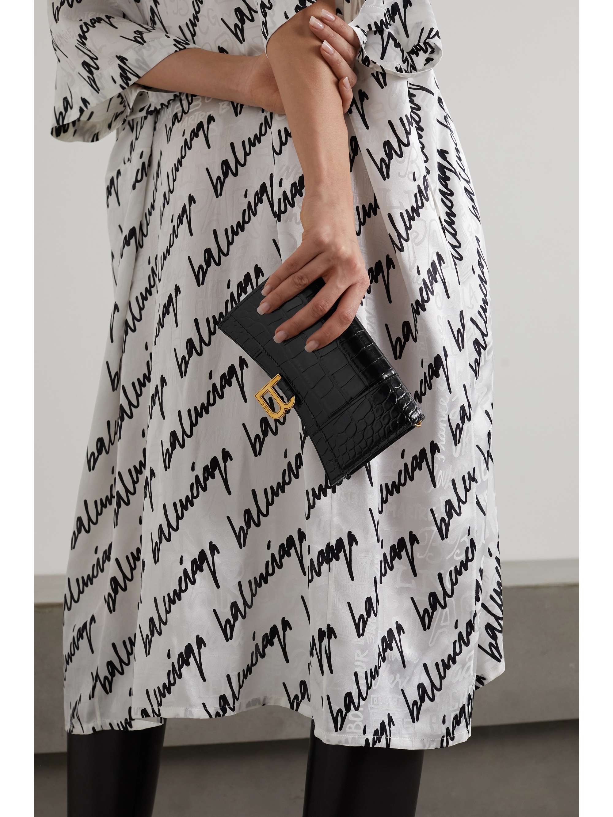 BALENCIAGA Hourglass croc-effect leather shoulder bag | NET BALENCIAGA Hourglass croc-effect leather shoulder bag | NET
