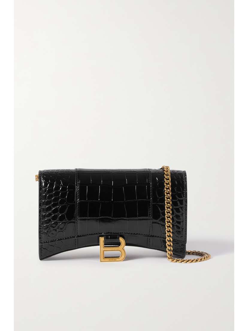 Balenciaga Hourglass Croc-effect Leather Shoulder Bag