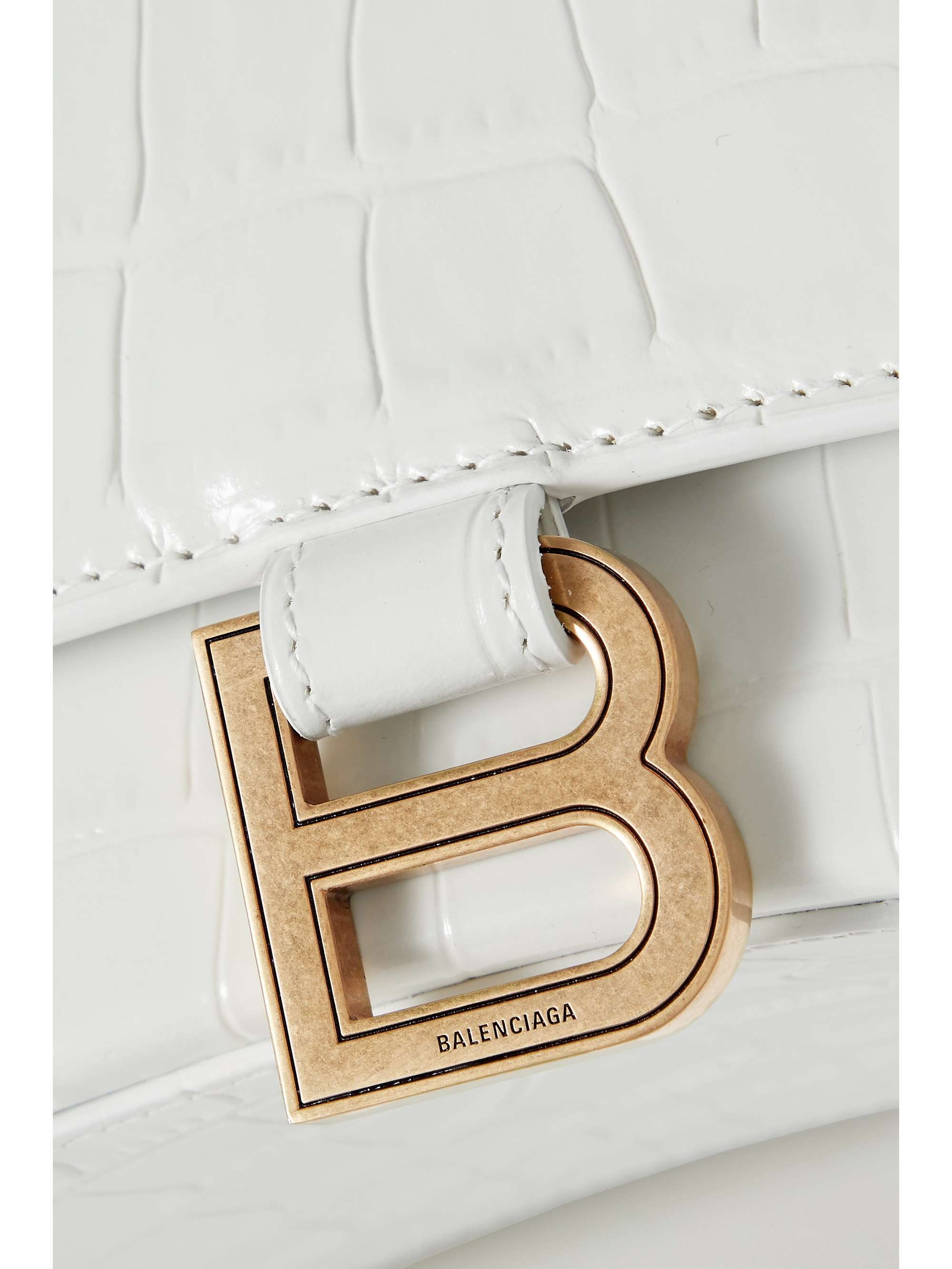 BALENCIAGA Hourglass XS glittered leather tote