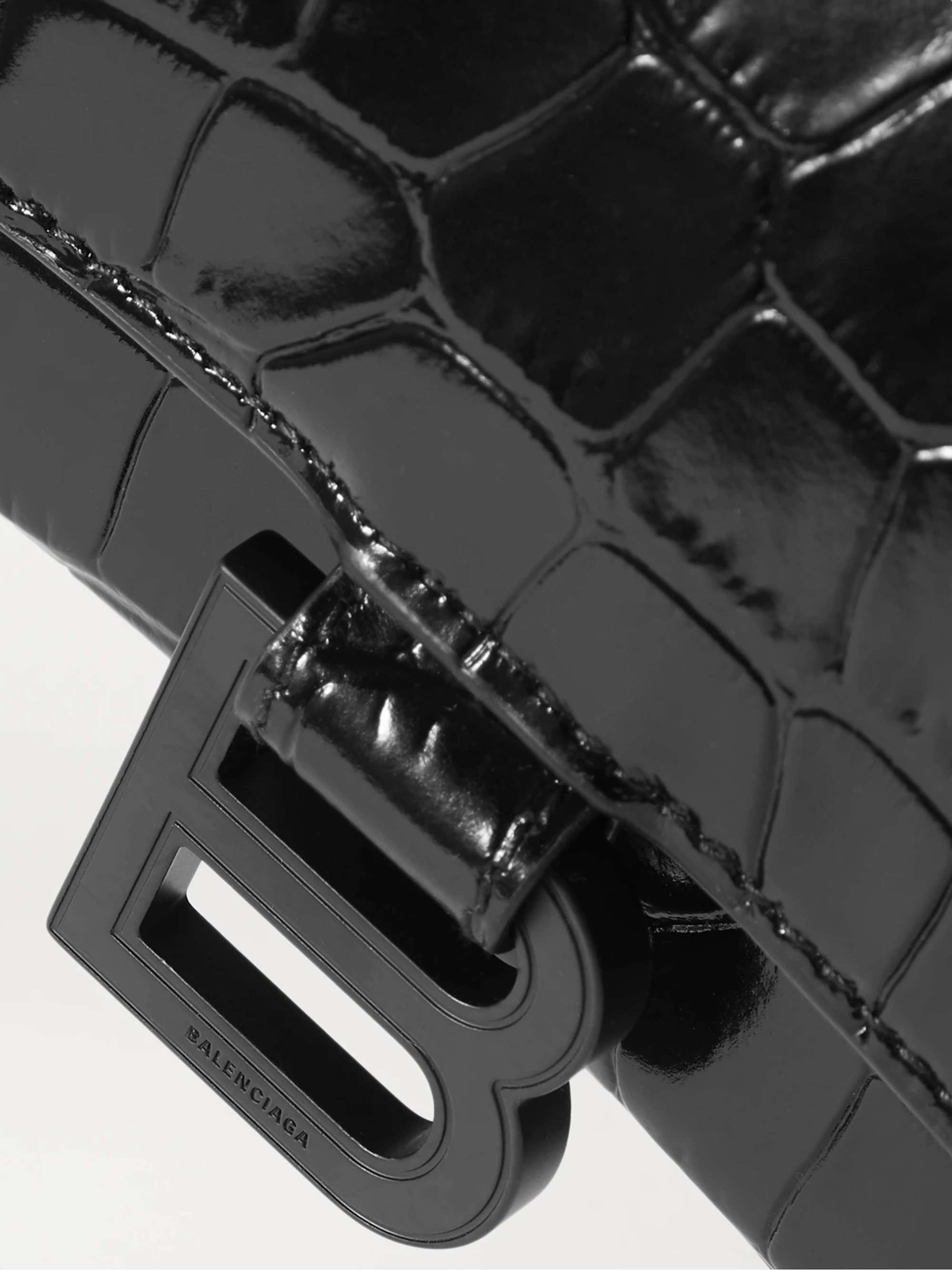 BALENCIAGA Hourglass XS glittered leather tote