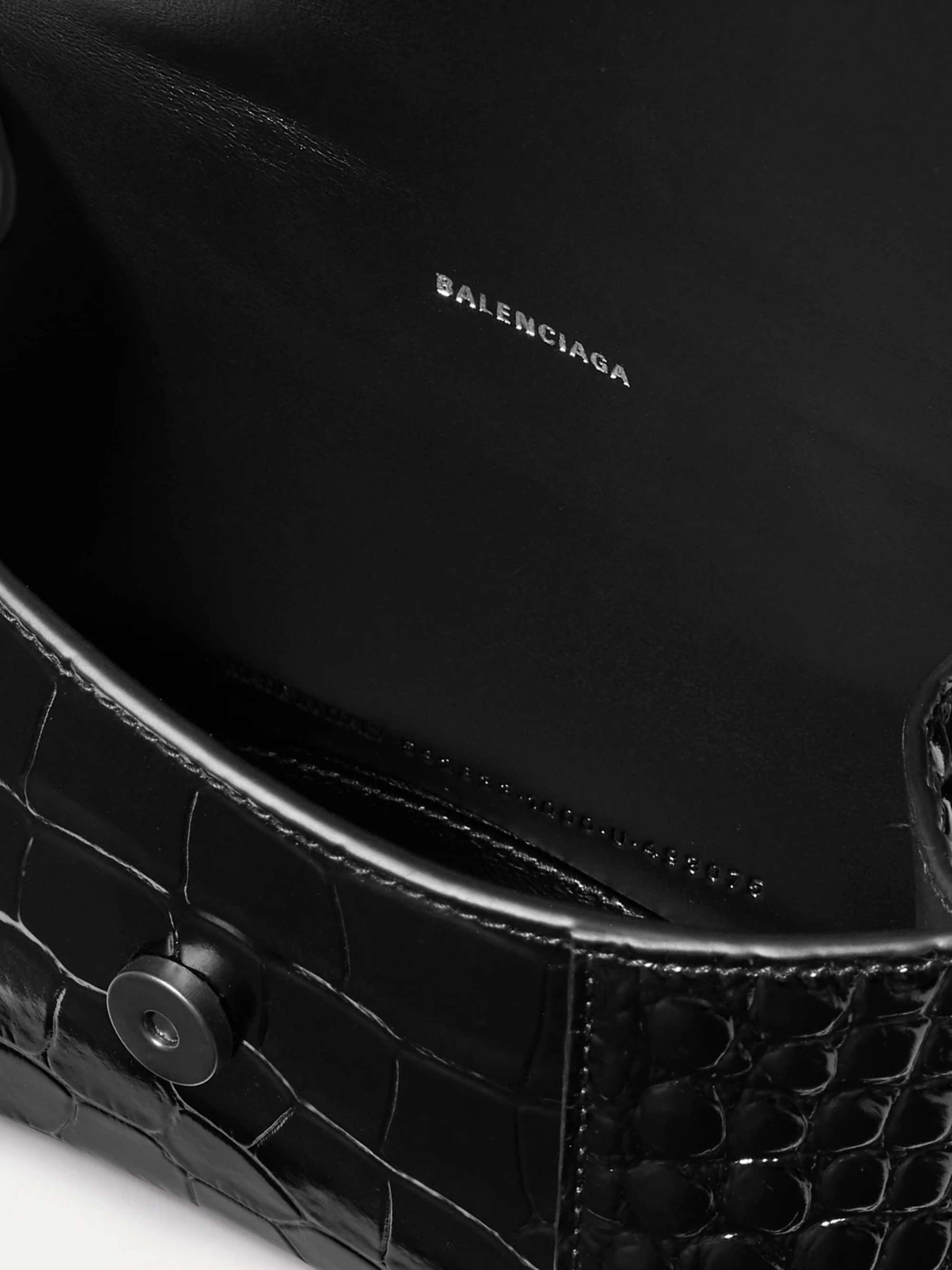 BALENCIAGA Hourglass XS glittered leather tote