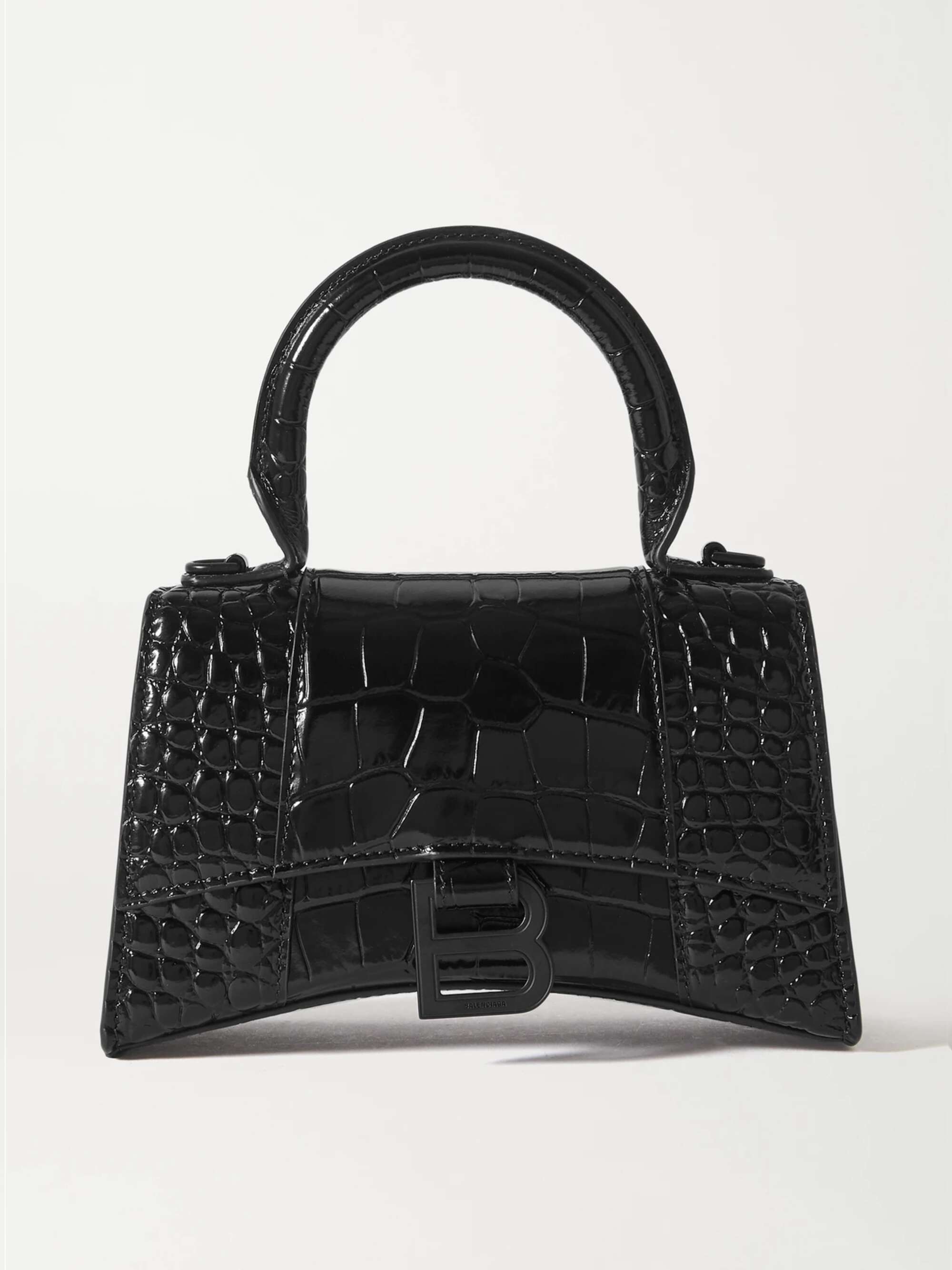 BALENCIAGA Hourglass XS crocodile-effect top handle bag