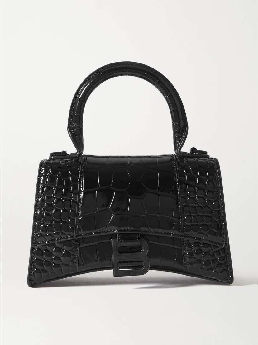 Balenciaga Hourglass Xs Croc-effect Leather Tote