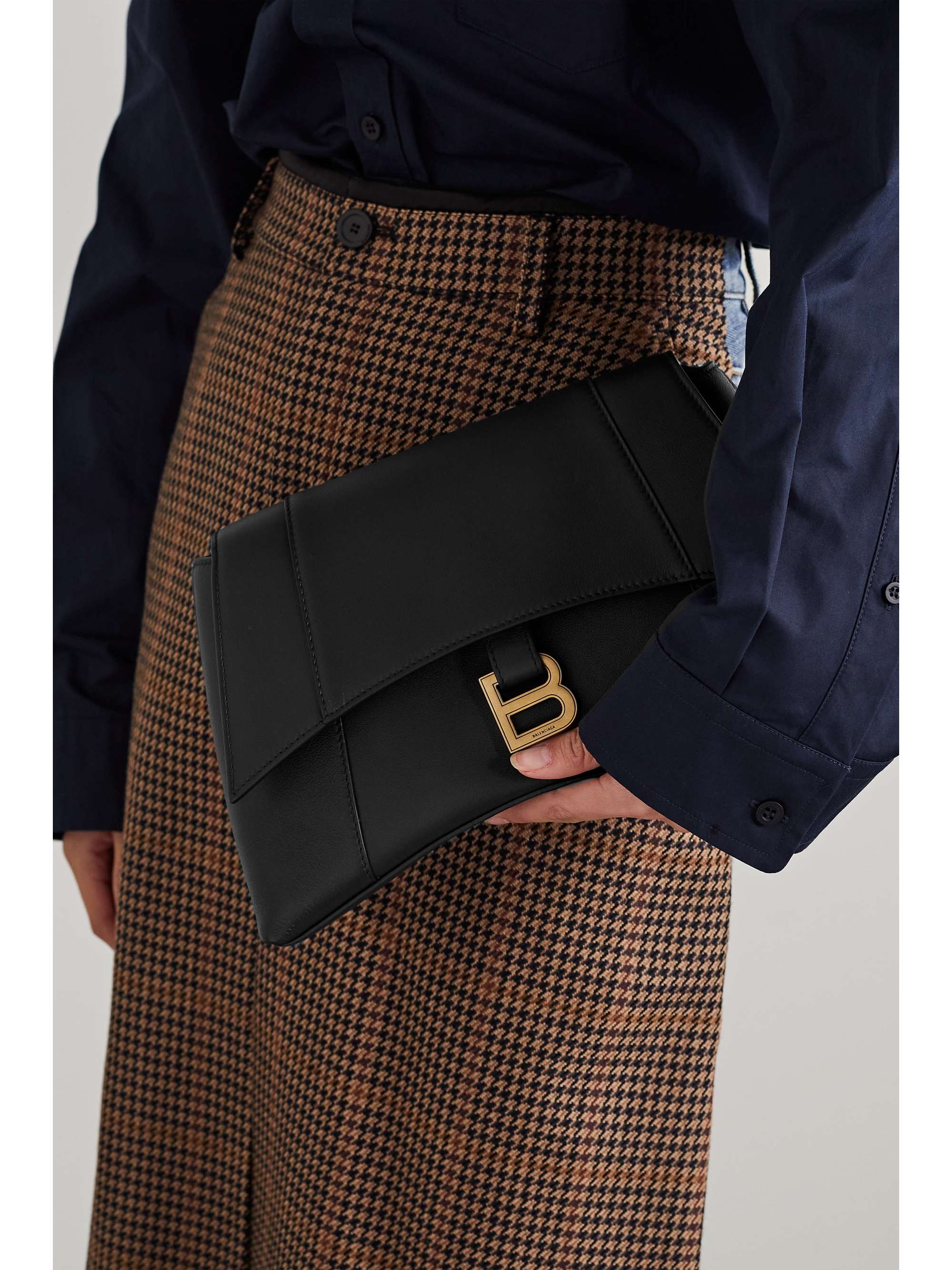 BALENCIAGA Hourglass small leather shoulder bag NETAPORTER