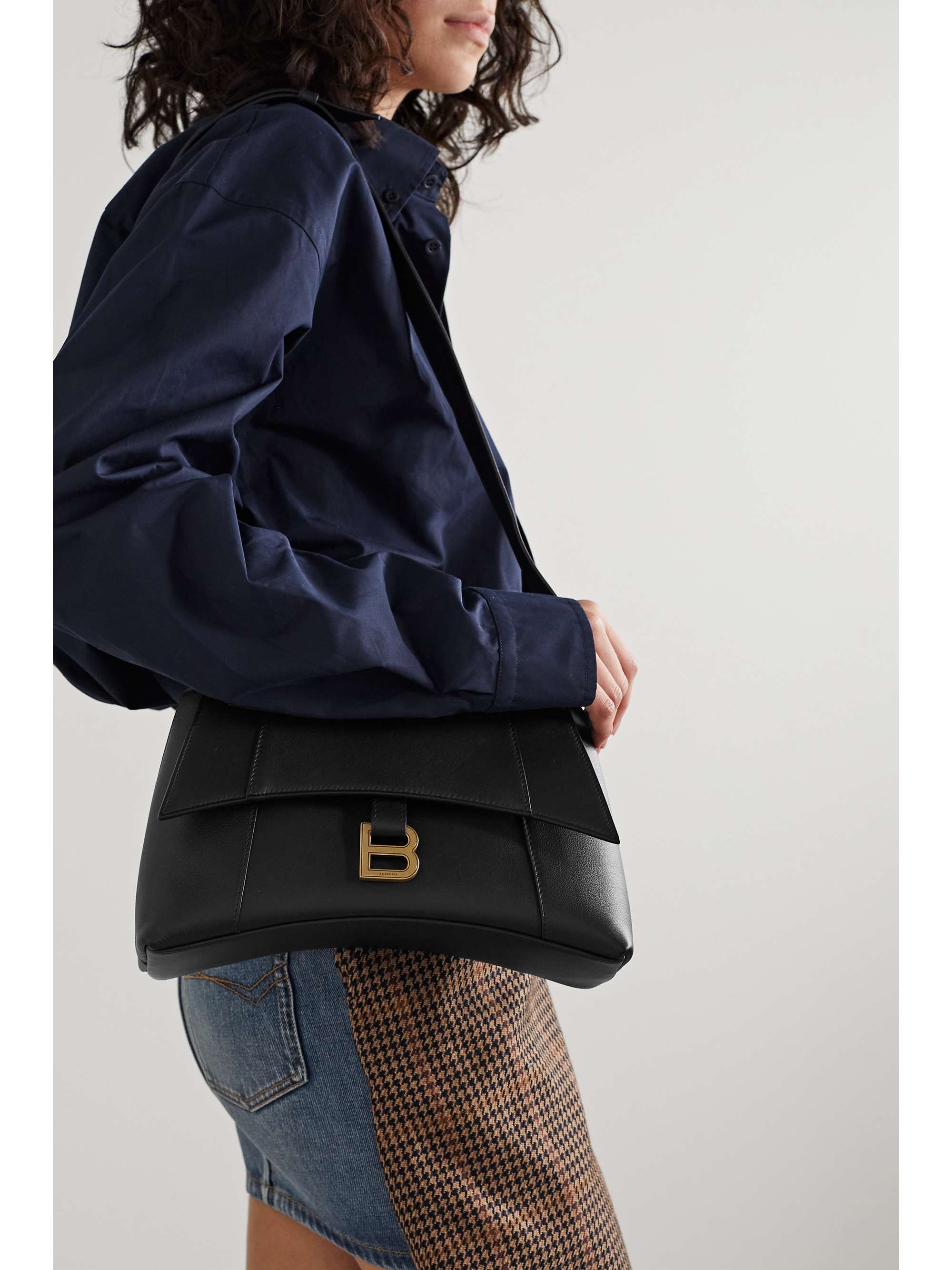 BALENCIAGA Hourglass small leather shoulder bag NETAPORTER