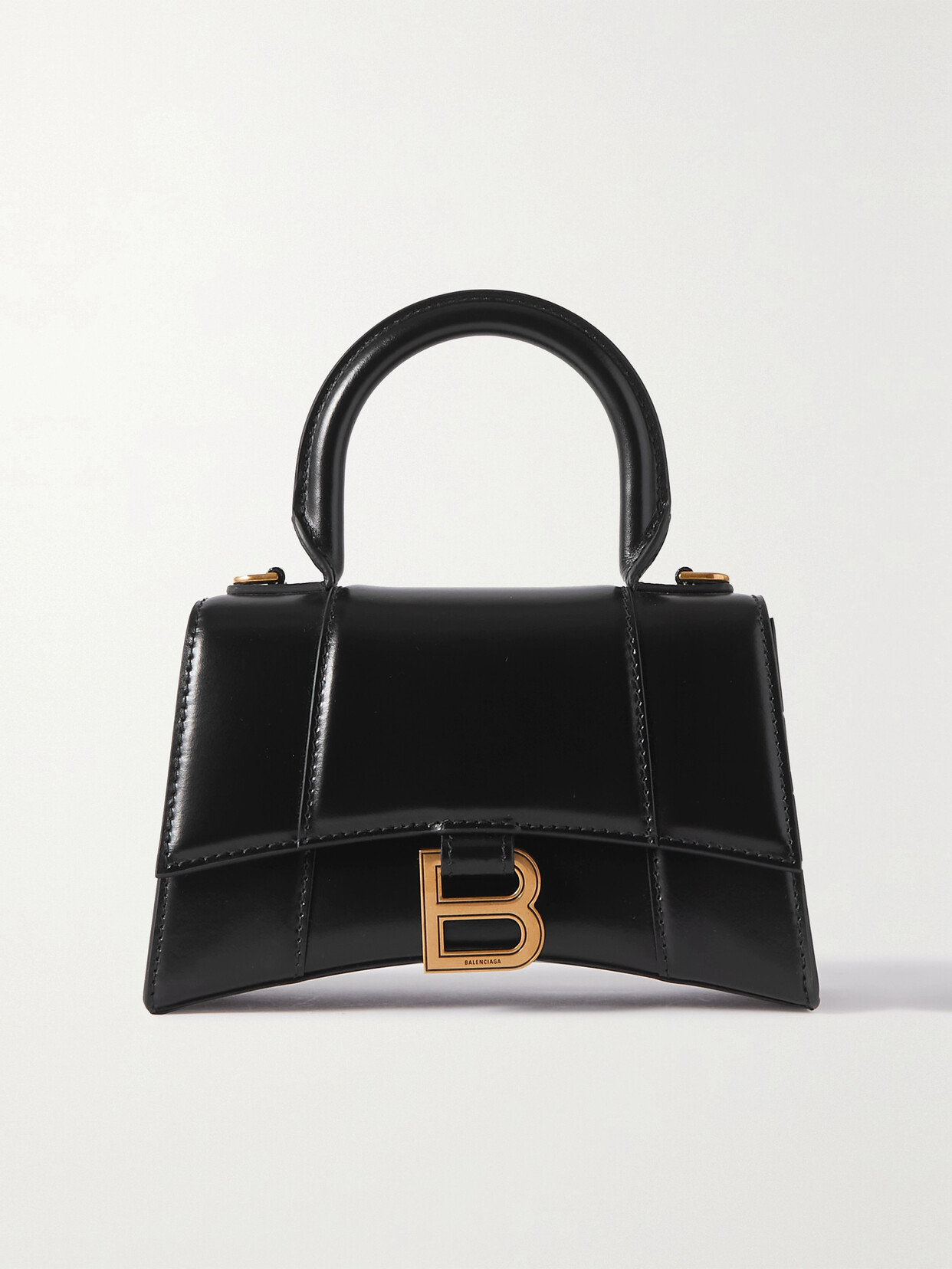 Balenciaga Hourglass Mini Leather Crossbody Bag In Black