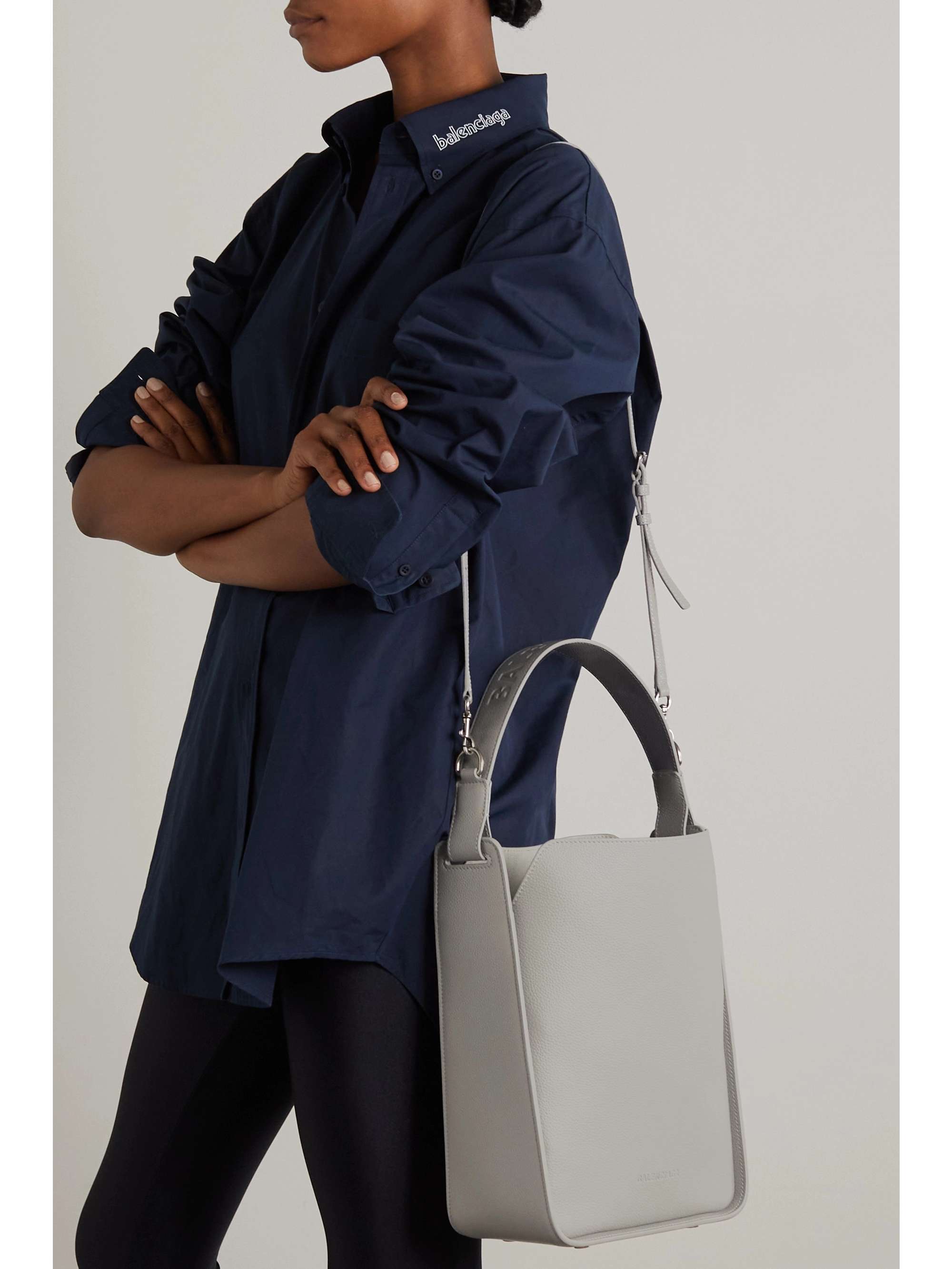 Gray Tool small textured-leather tote 