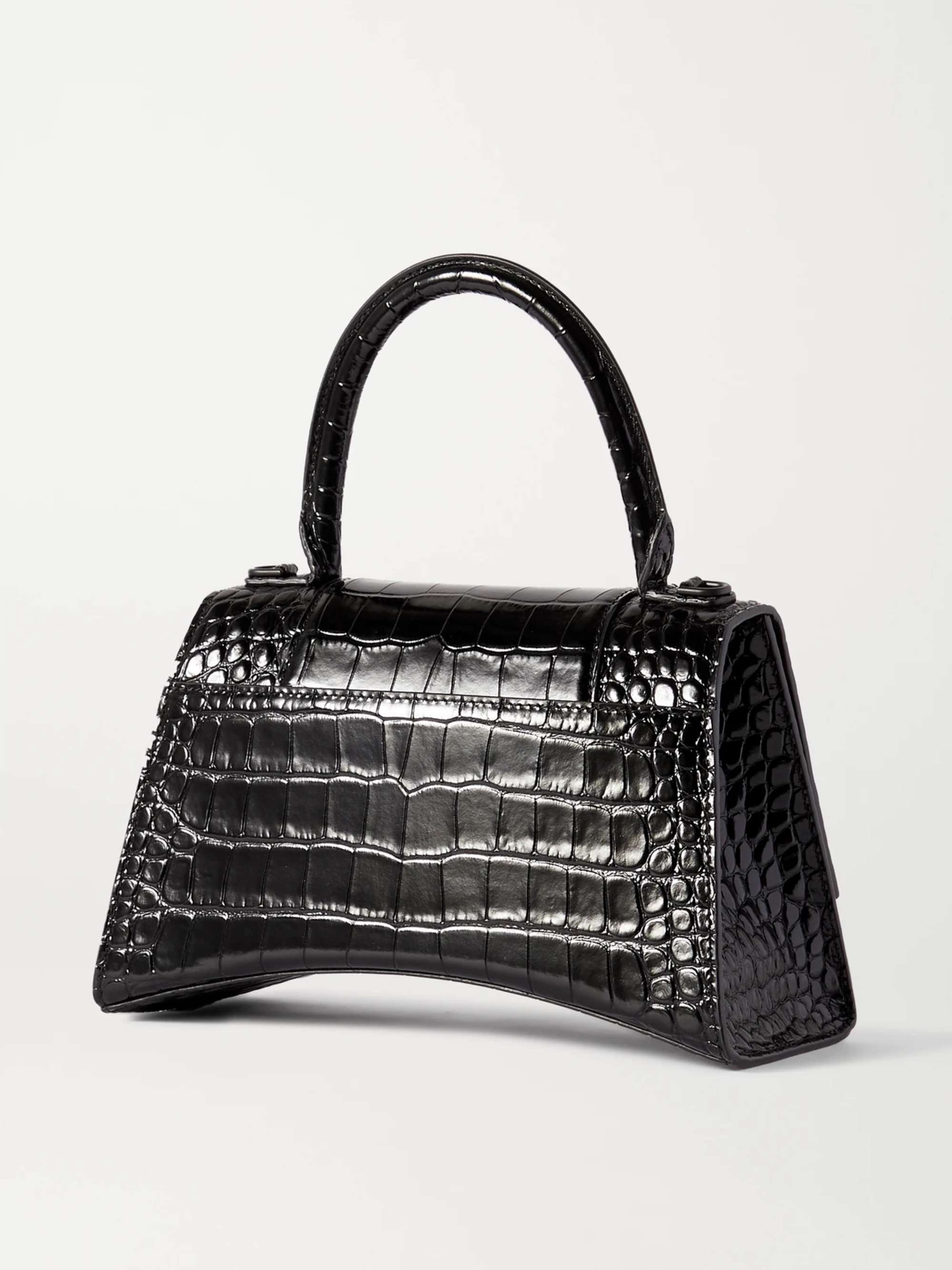 BALENCIAGA Hourglass small croc-effect leather tote