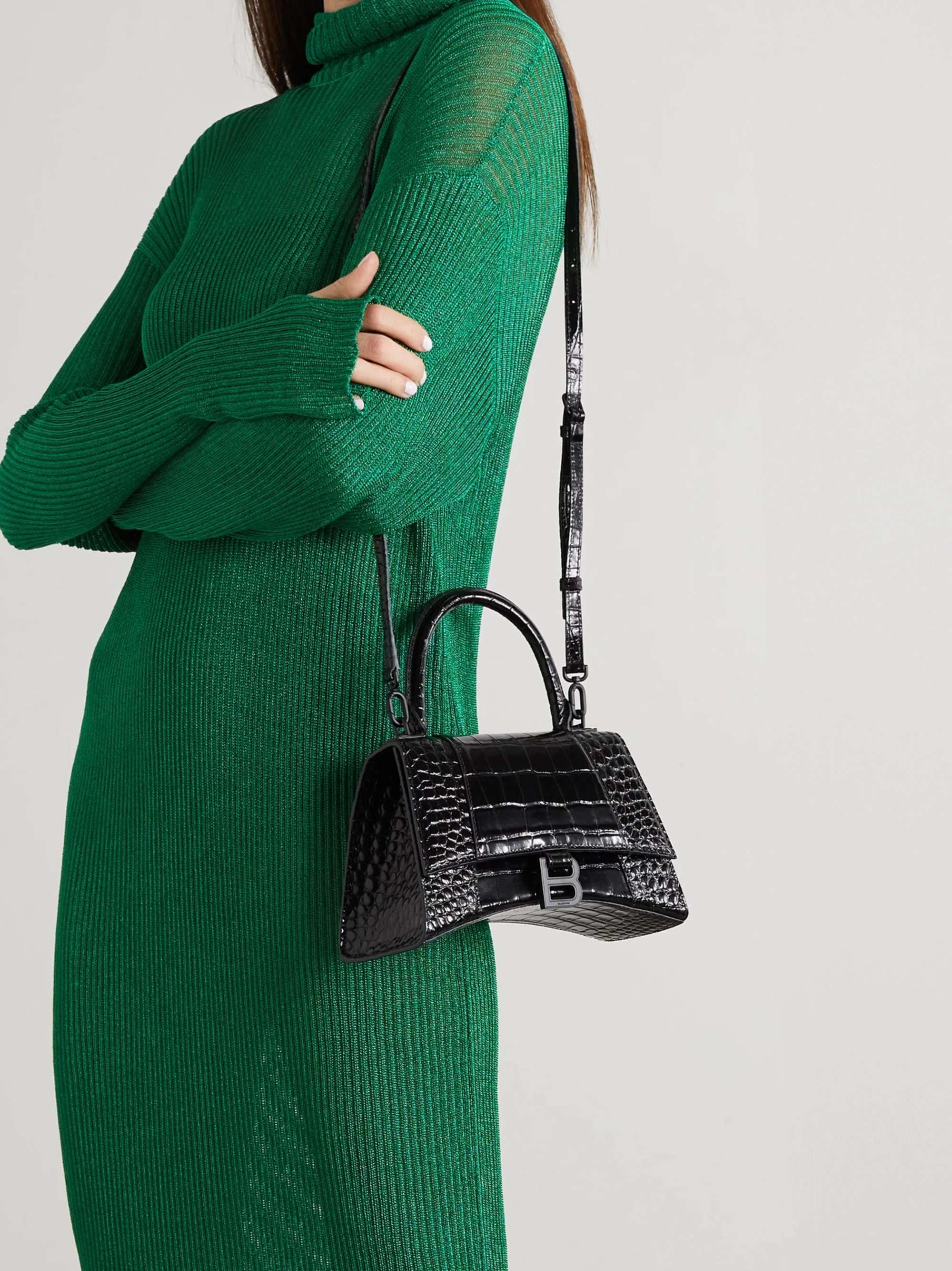BALENCIAGA Hourglass small croc effect leather tote NET A PORTER