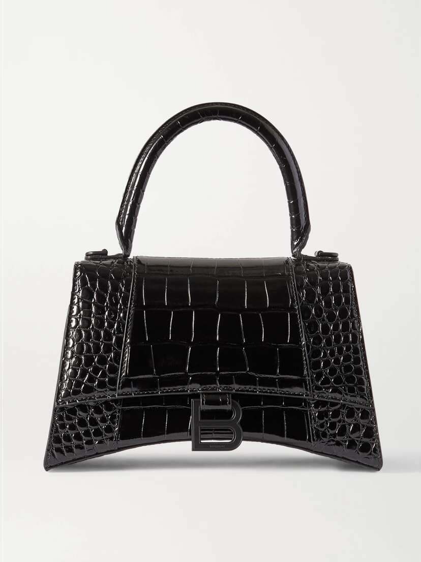 Balenciaga Hourglass Small Croc-effect Leather Tote
