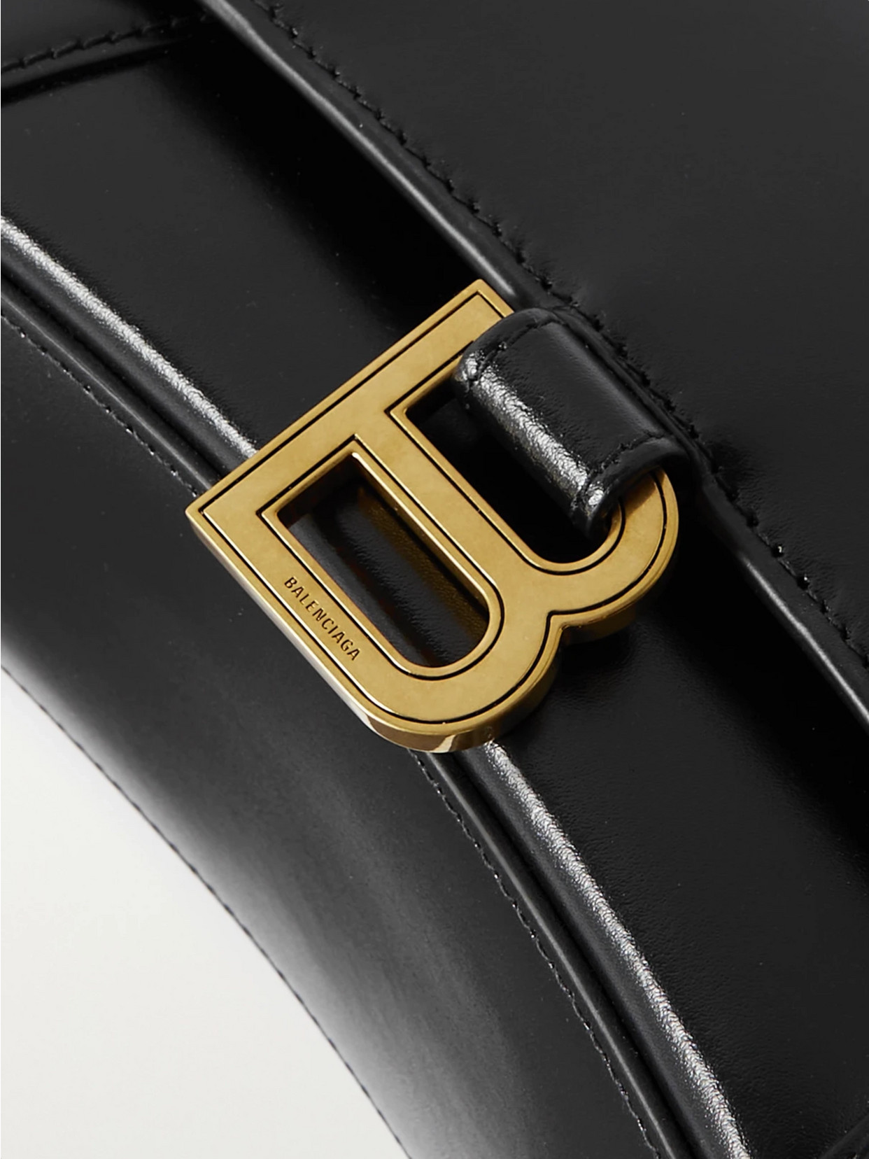 Balenciaga Hourglass Small Leather Tote In Black