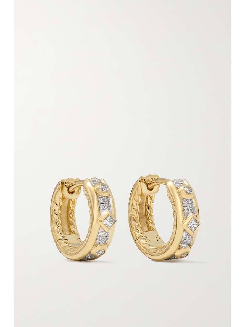 David Yurman Modern Renaissance 18-karat Gold Diamond Hoop Earrings