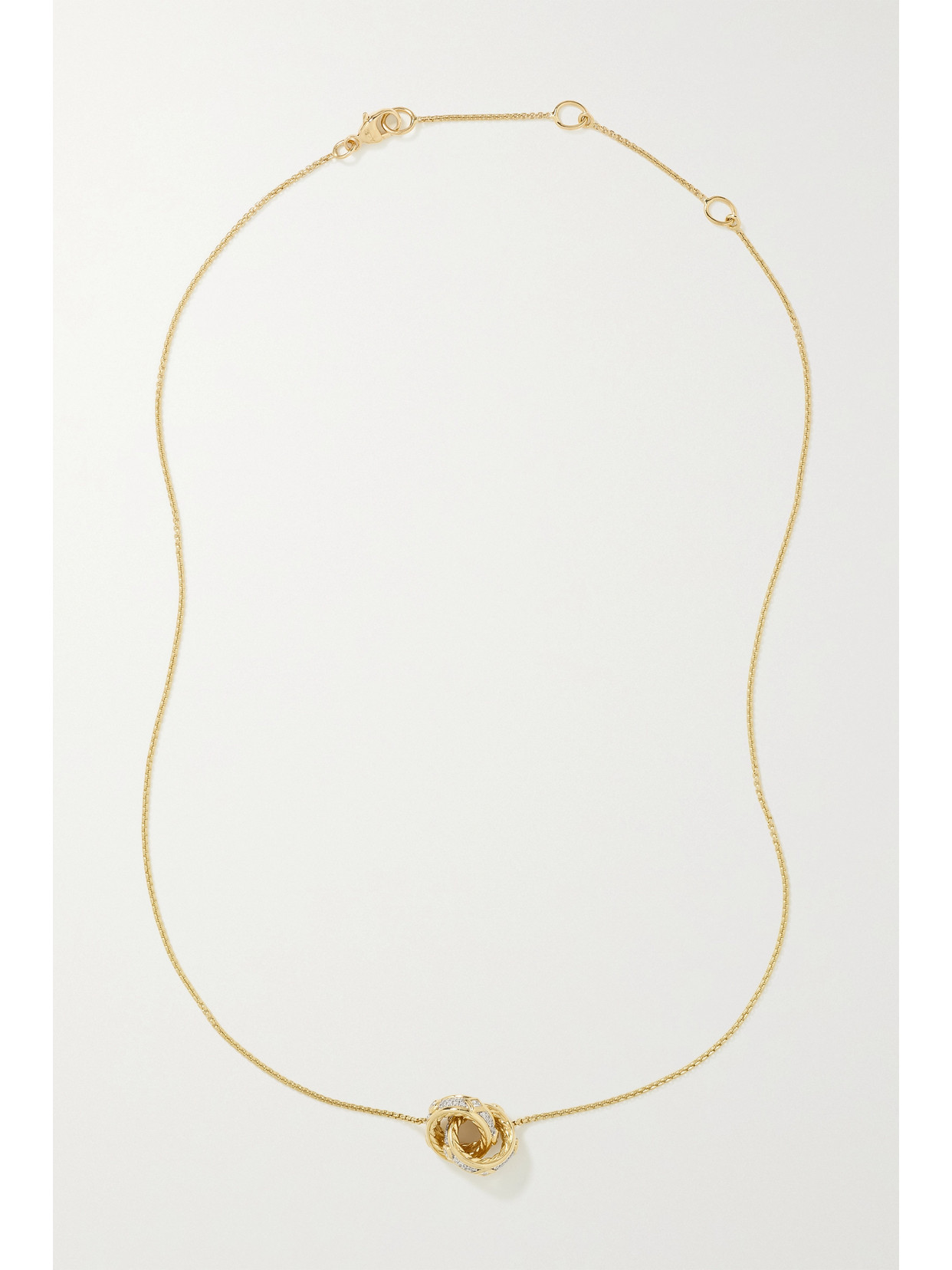 David Yurman Women's Modern Renaissance Double Pendant Necklace In 18k Yellow Gold With Full Pavé Diamonds In Gold