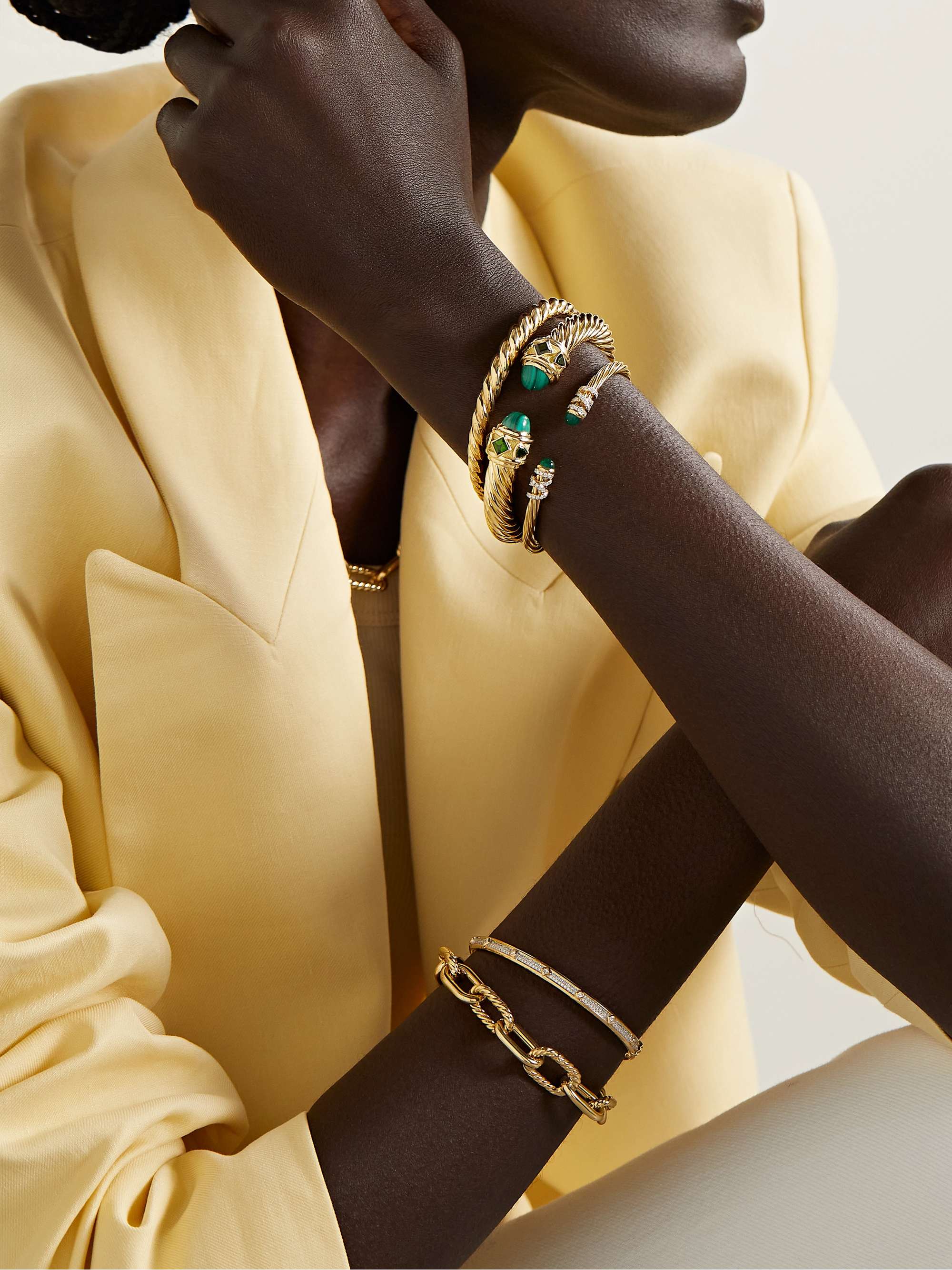 DAVID YURMAN Renaissance 18-karat gold, malachite and diopside cuff