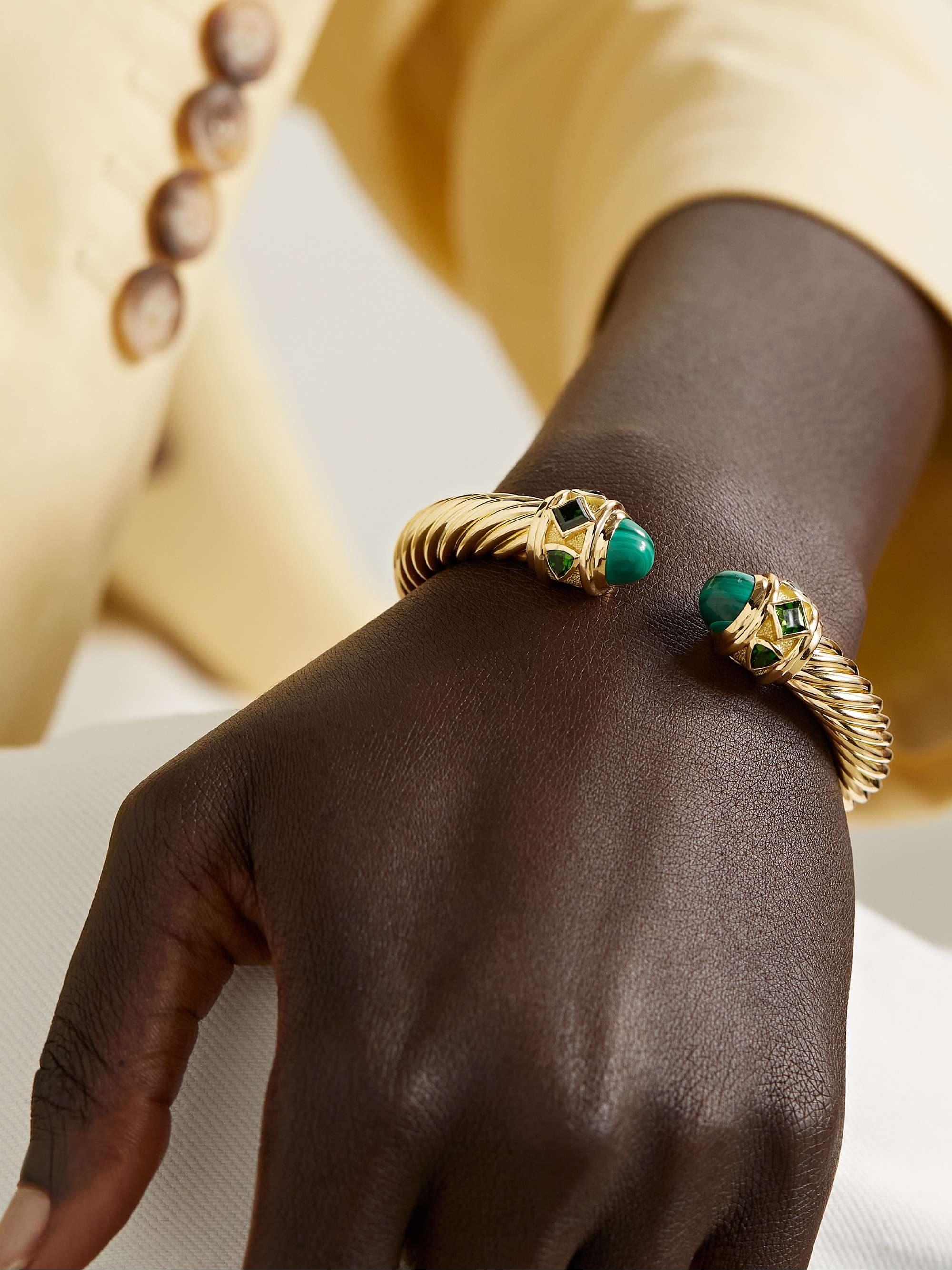 DAVID YURMAN Renaissance 18-karat gold, malachite and diopside cuff