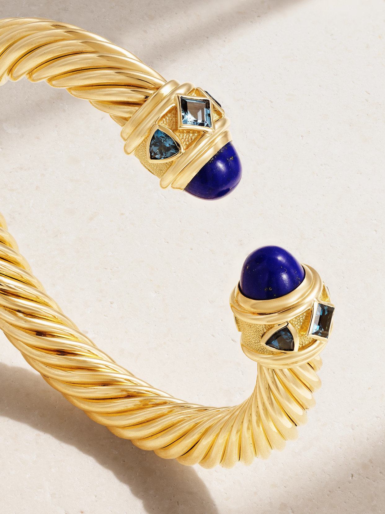 Shop David Yurman Renaissance 18-karat Gold, Lapis Lazuli And Topaz Cuff