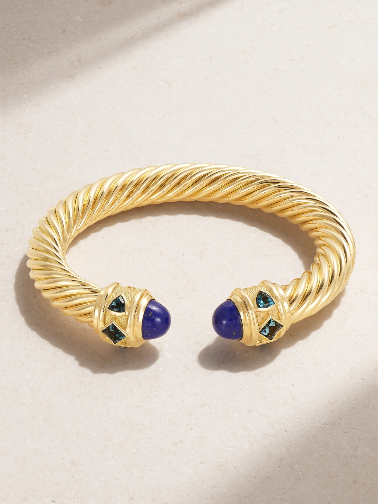 Shop David Yurman Renaissance 18-karat Gold, Lapis Lazuli And Topaz Cuff