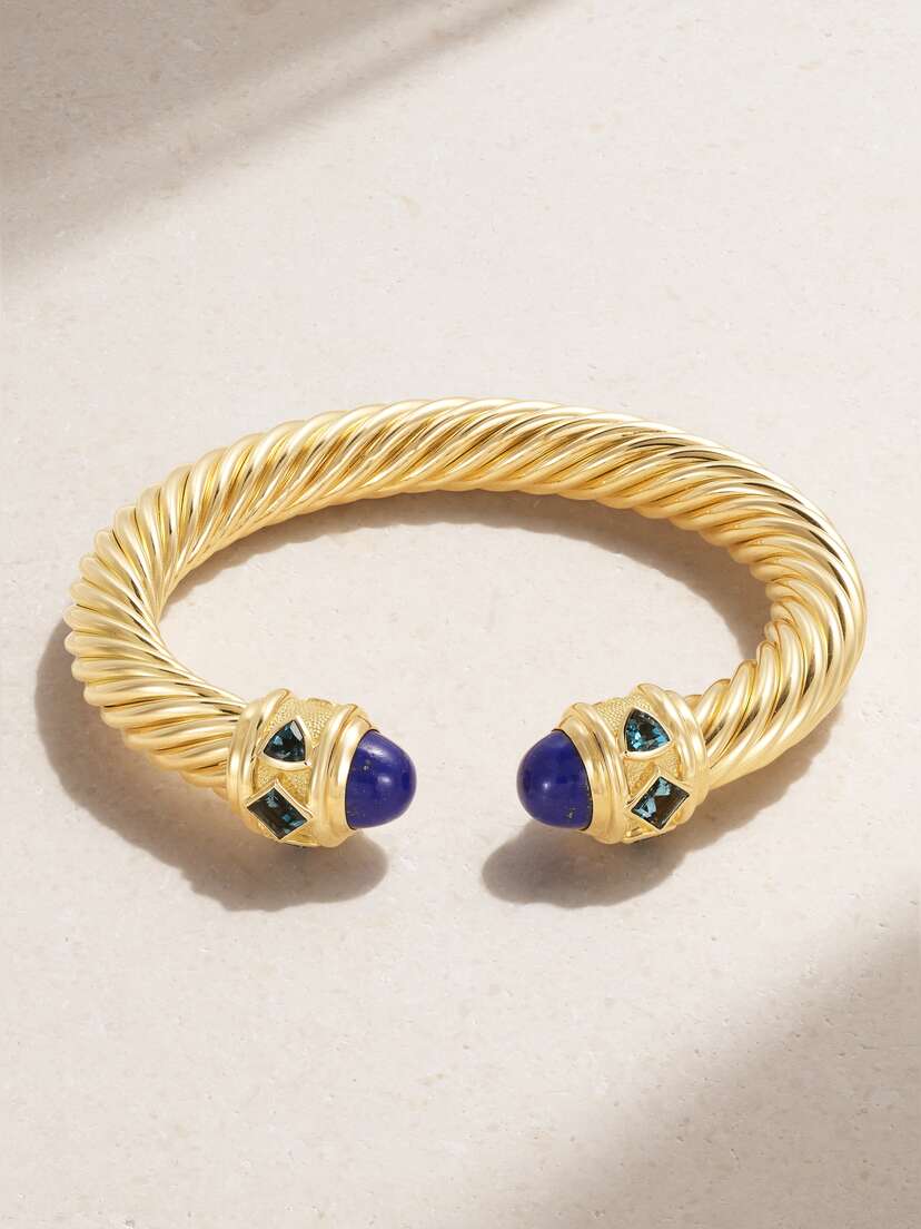 David Yurman Renaissance 18-karat Gold, Lapis Lazuli And Topaz Cuff