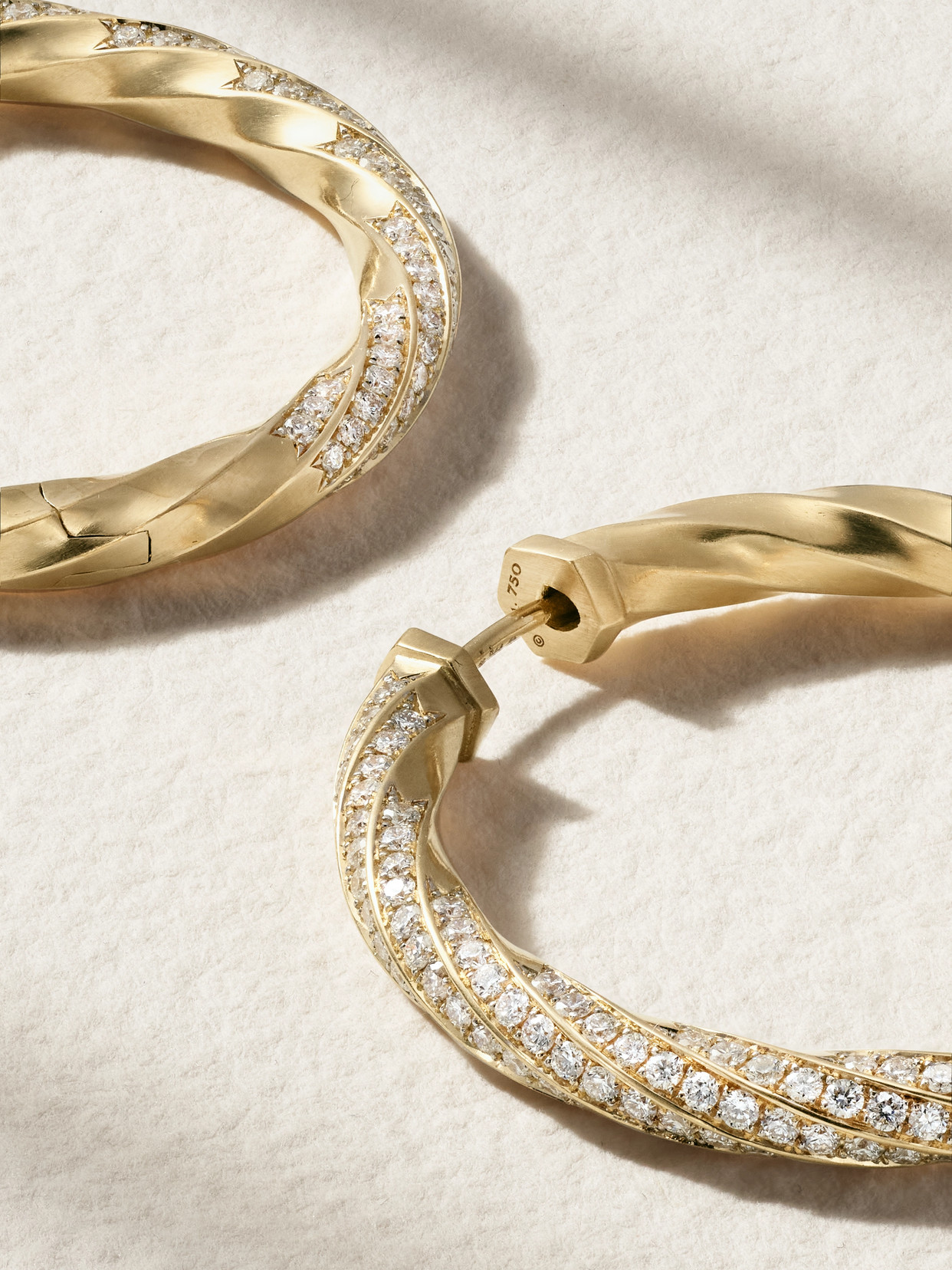 David Yurman Cable Edge 18-karat Recycled-gold Diamond Hoop Earrings In Gold