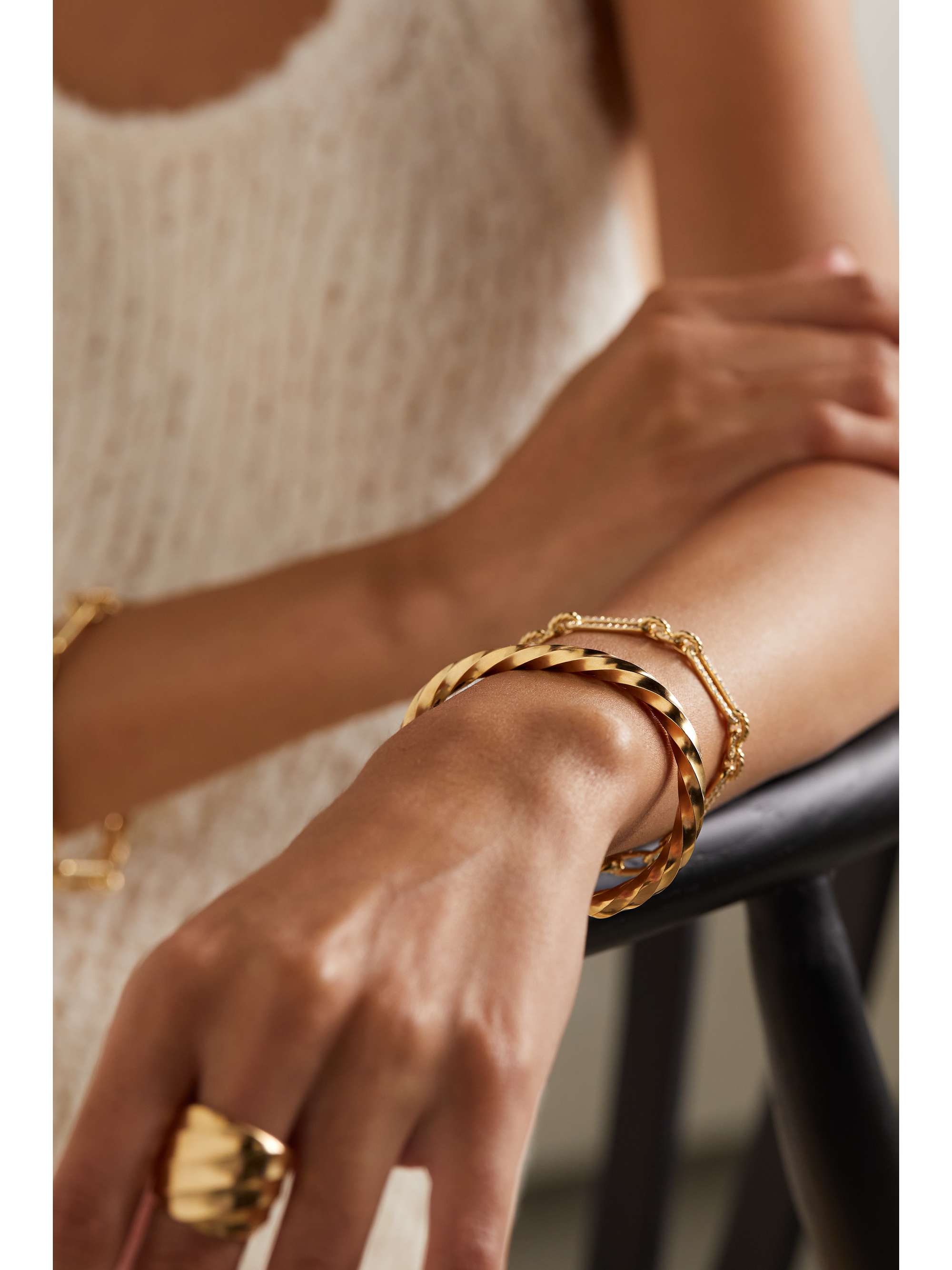 DAVID YURMAN سوار عريض Cable Edge من الذهب المعاد تدويره 18 قيراط