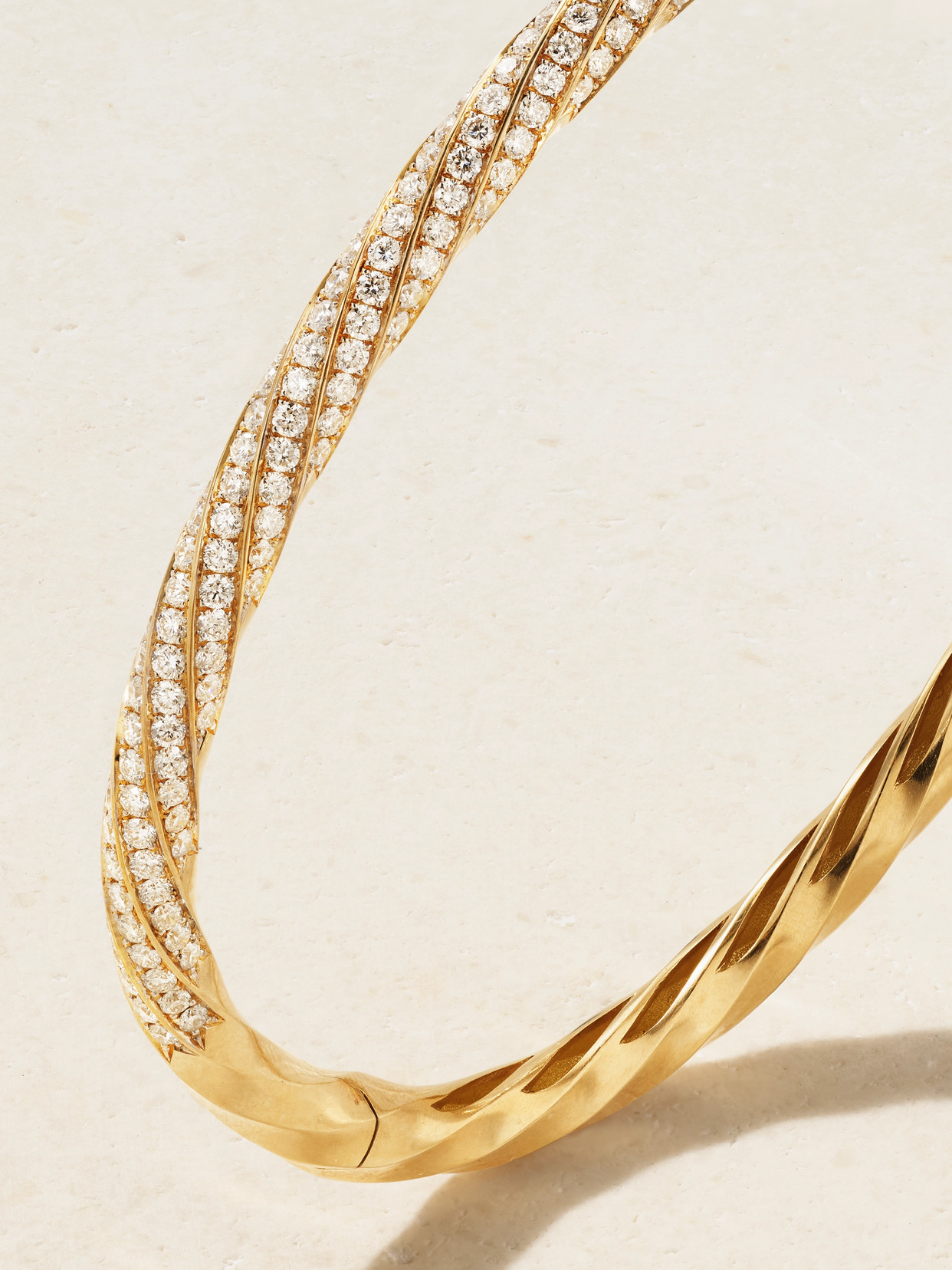 Shop David Yurman + Net Sustain Cable Edge 18-karat Recycled Gold Diamond Bracelet