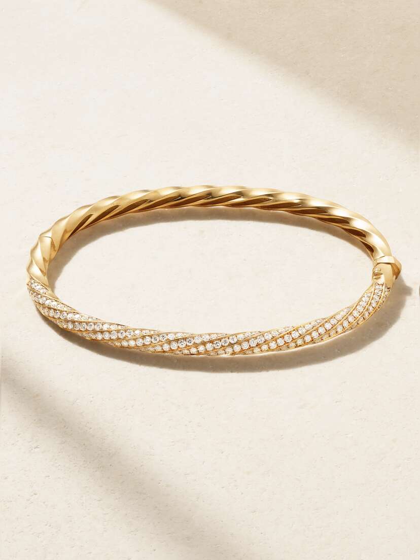David Yurman + Net Sustain Cable Edge 18-karat Recycled Gold Diamond Bracelet