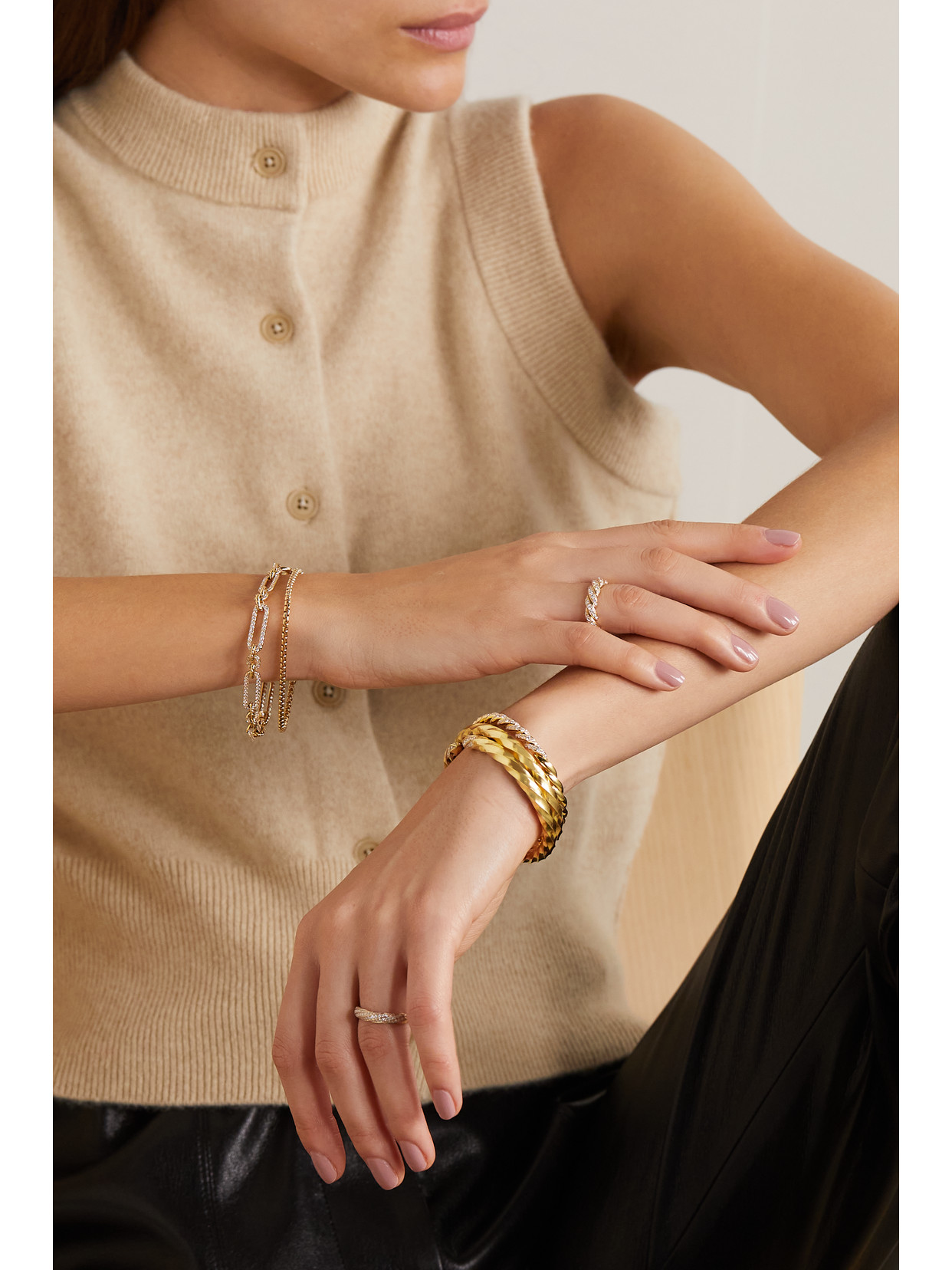 DAVID YURMAN + NET SUSTAIN CABLE EDGE 18-KARAT RECYCLED-GOLD DIAMOND CUFF