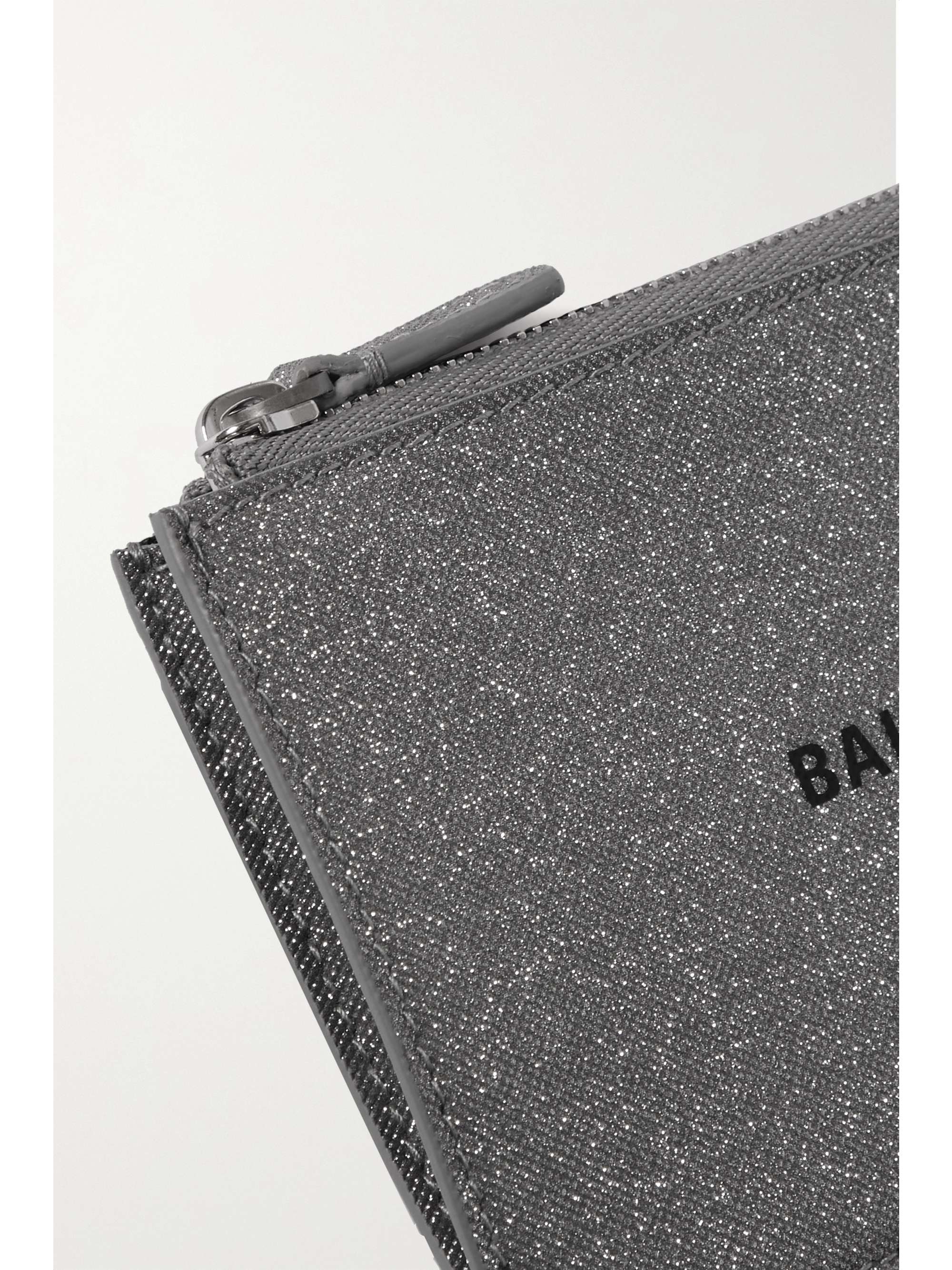BALENCIAGA Cash printed glittered leather cardholder