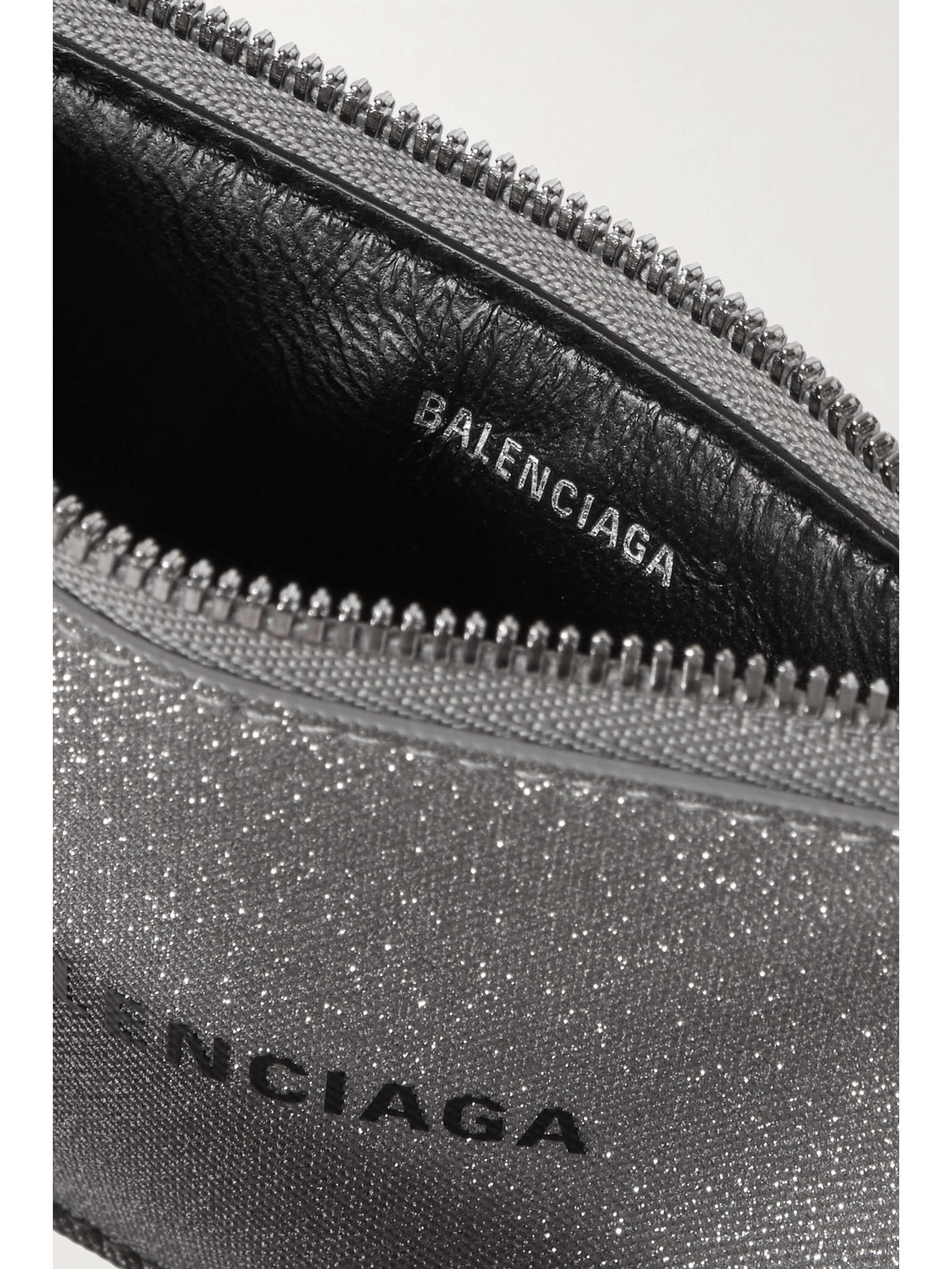 BALENCIAGA Cash printed glittered leather cardholder