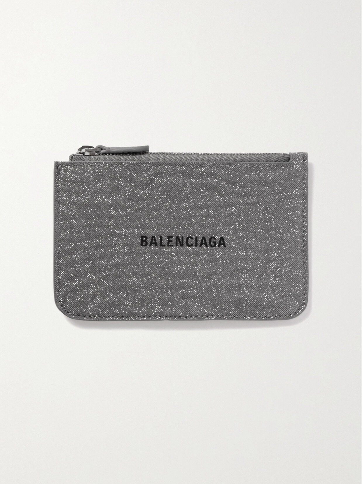 Balenciaga - Cash Printed Glittered Leather Cardholder - Gray