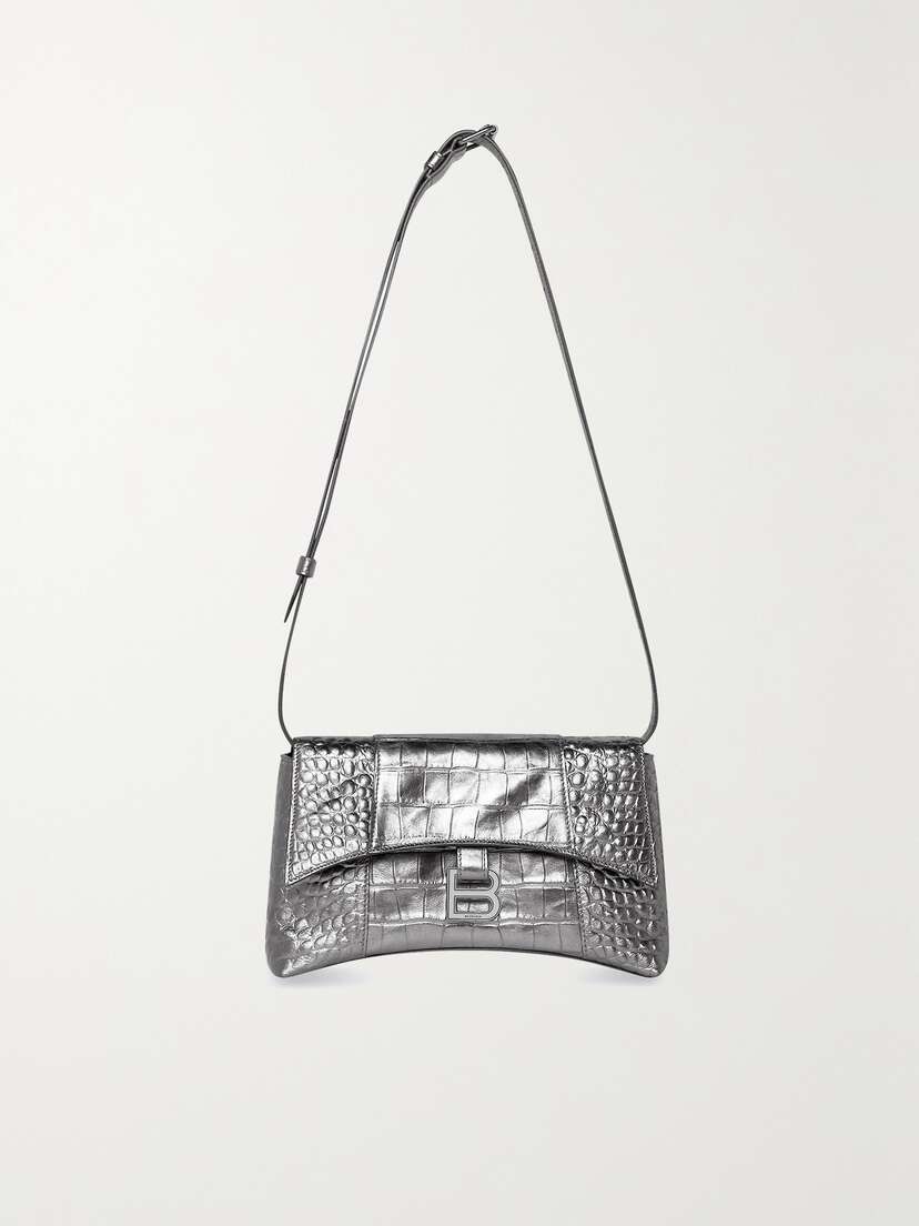 Balenciaga Treize Xs Metallic Croc-effect Leather Shoulder Bag