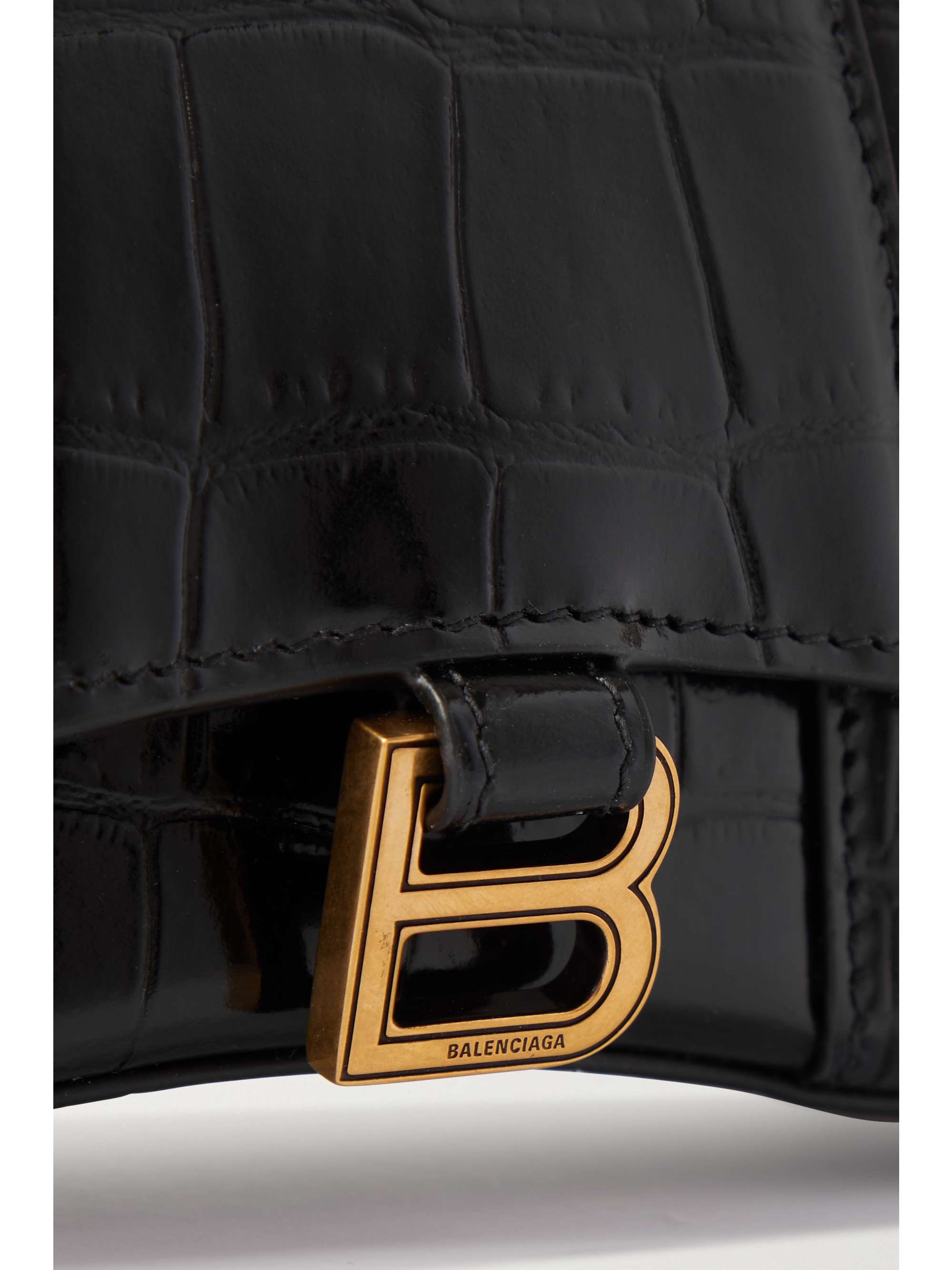 BALENCIAGA حقيبة توت Hourglass صغيرة من الجلد بتأثير جلد التمساح