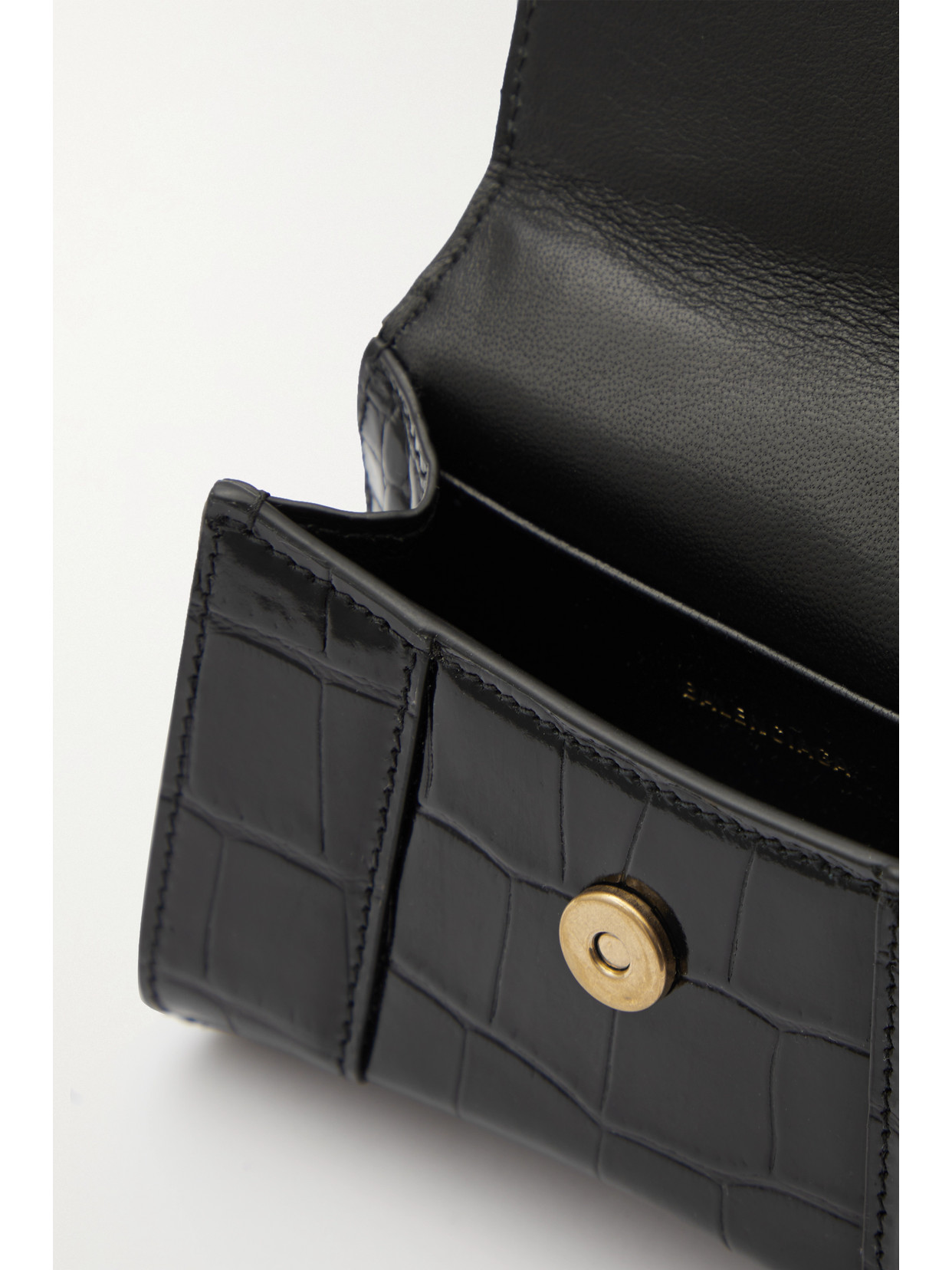 Hourglass Mini Croc-Effect Leather Tote