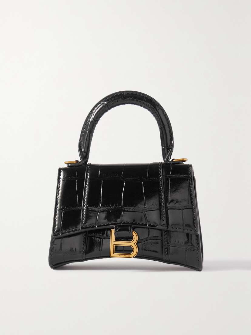Balenciaga Hourglass Mini Croc-effect Leather Tote