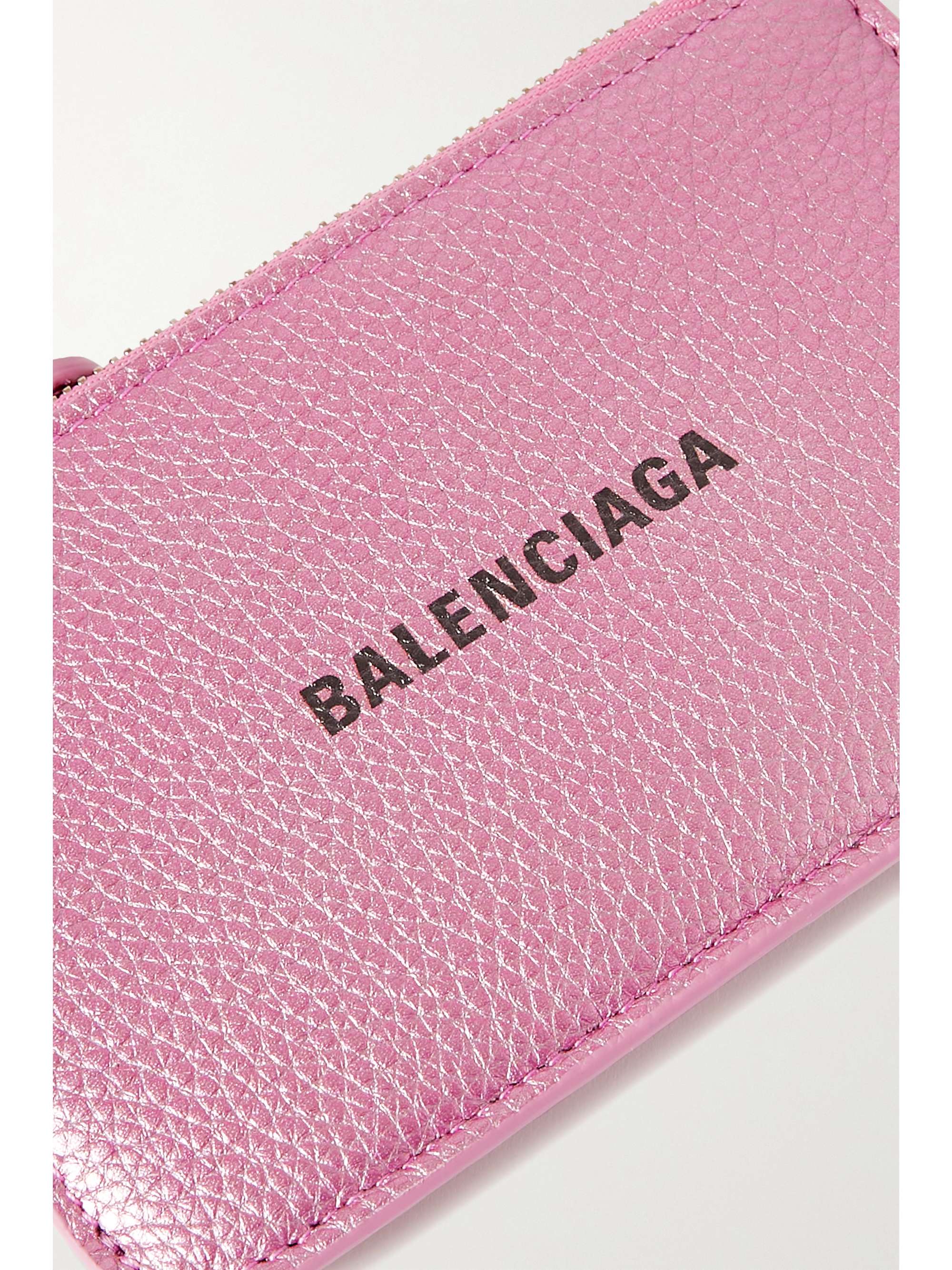 BALENCIAGA Cash printed metallic textured-leather cardholder