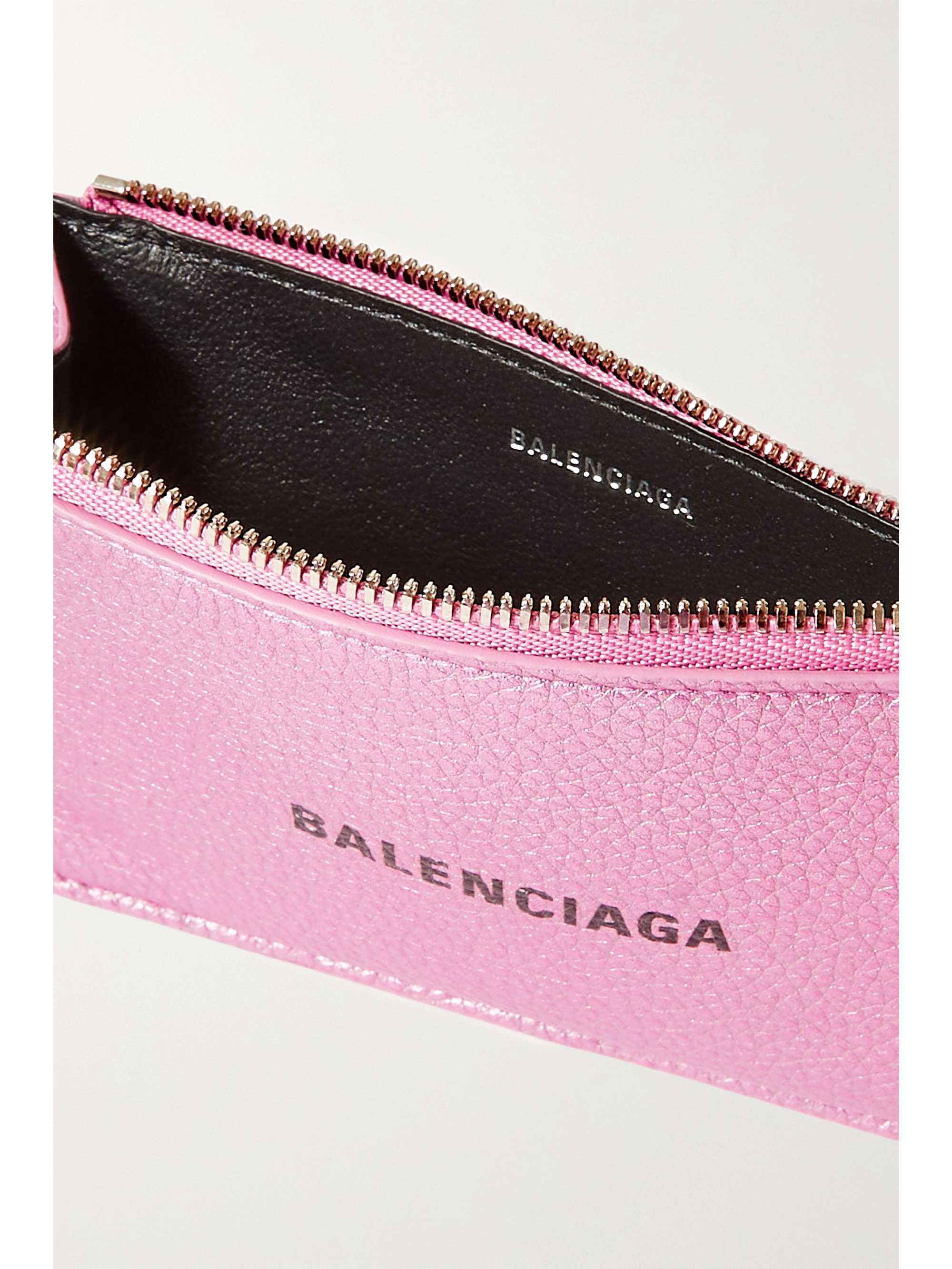 BALENCIAGA Cash printed metallic textured-leather cardholder
