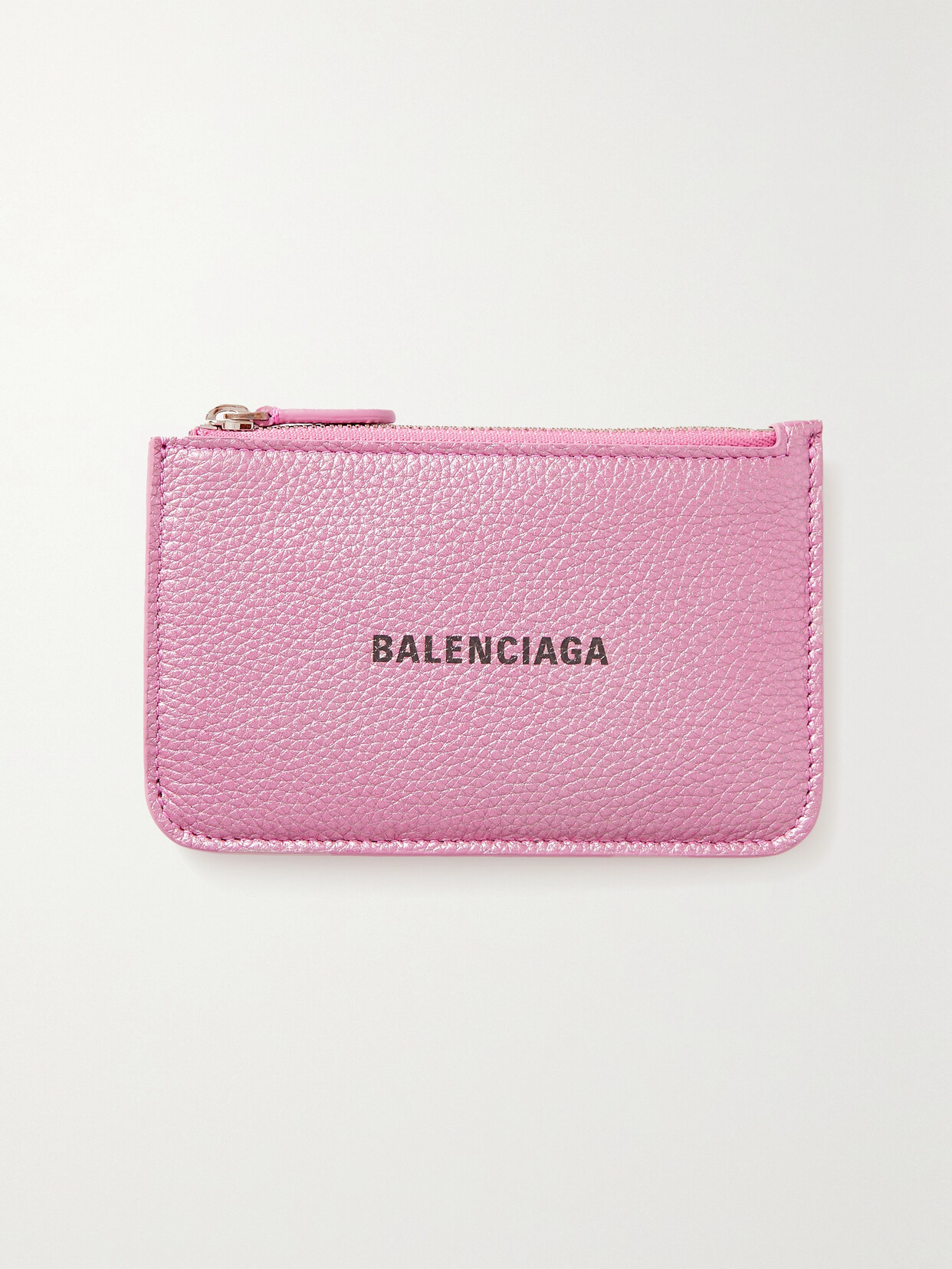 Balenciaga - Cash Printed Metallic Textured-leather Cardholder - Pink