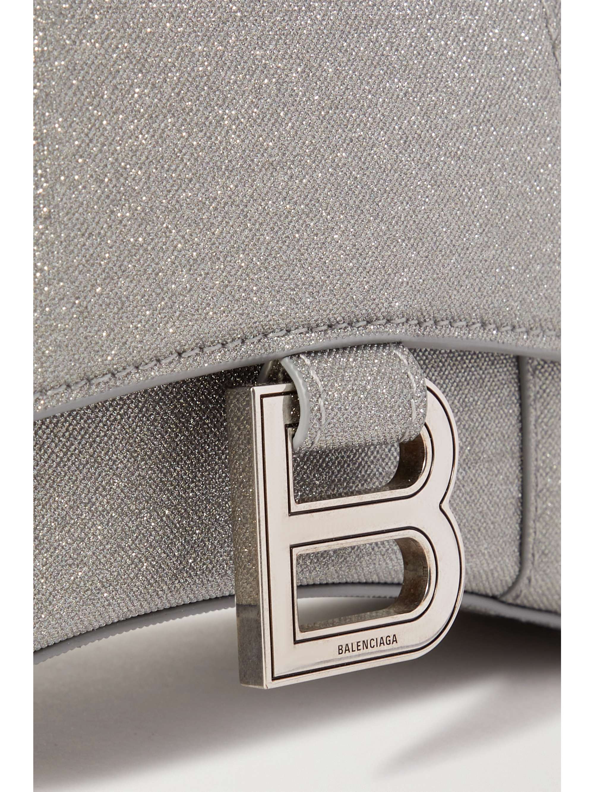 BALENCIAGA Hourglass XS glittered leather tote