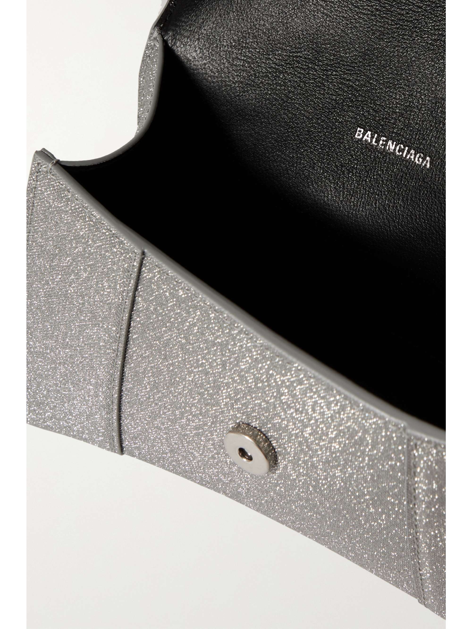BALENCIAGA Hourglass XS glittered leather tote