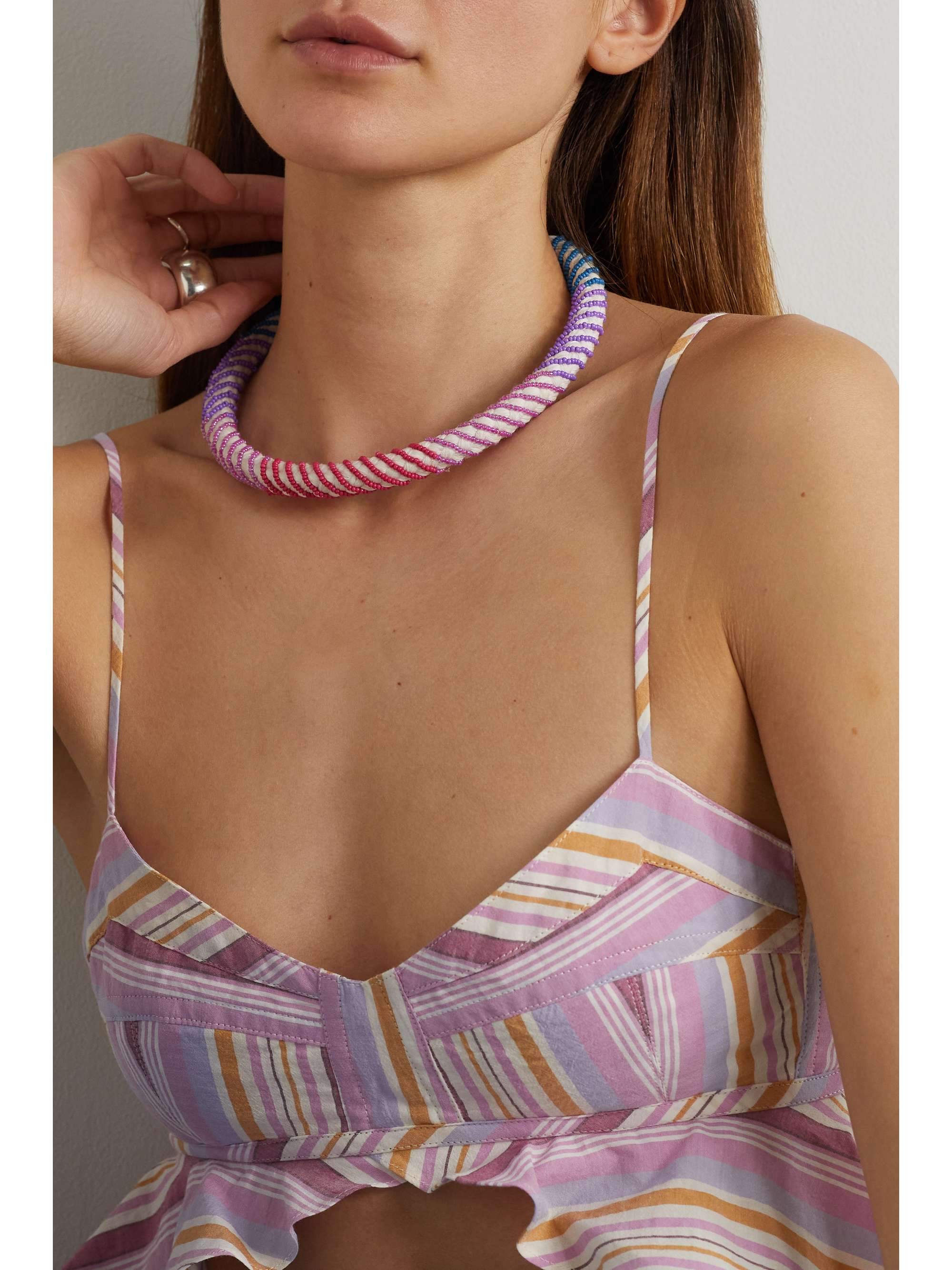 ISABEL MARANT Tekoa beaded braided cotton necklace