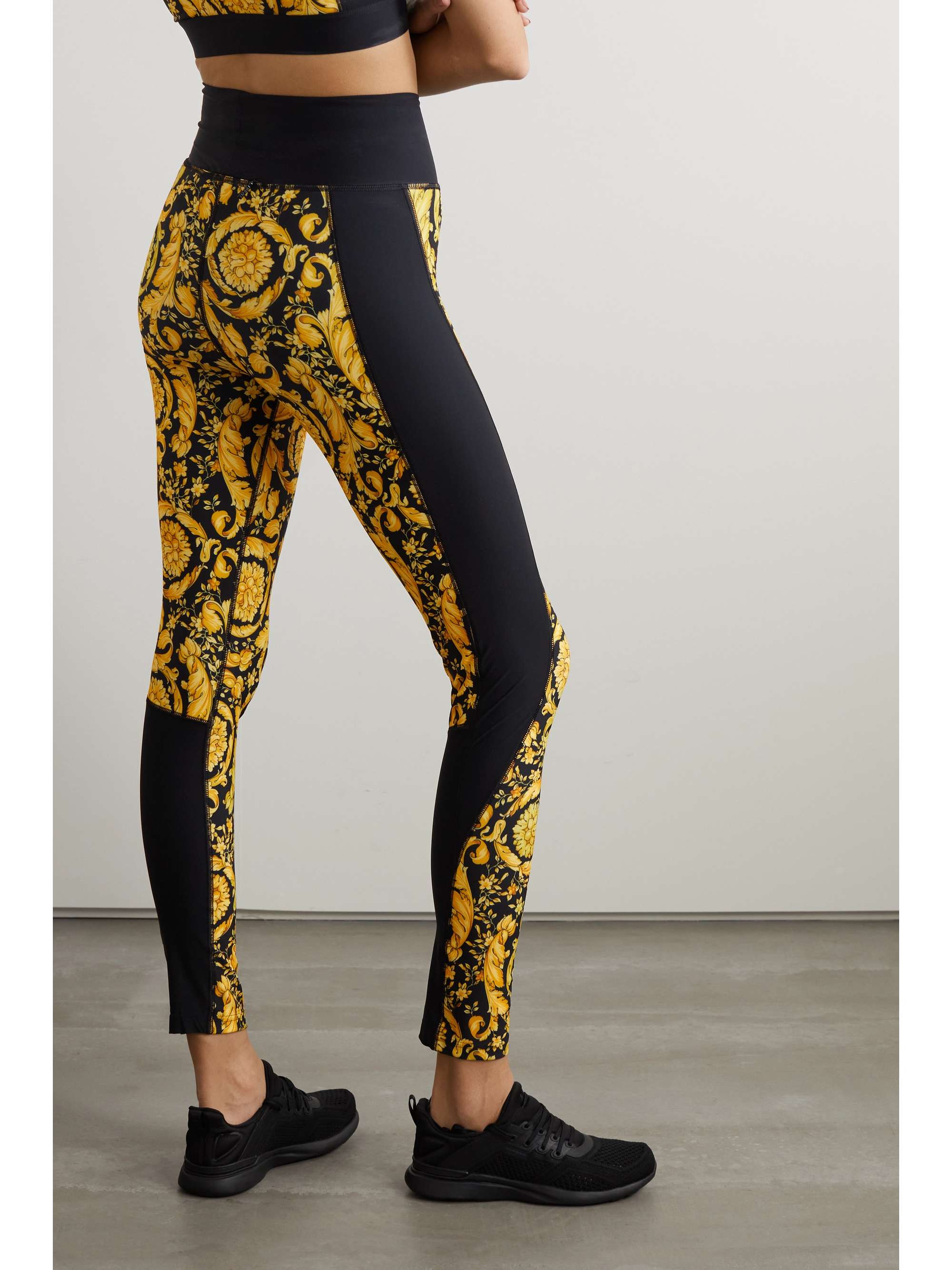 VERSACE Paneled printed stretch leggings