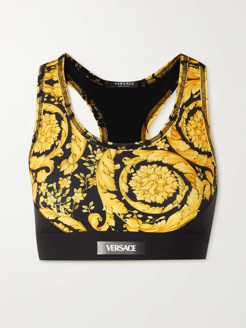 Versace Paneled Printed Stretch Sports Bra - x large