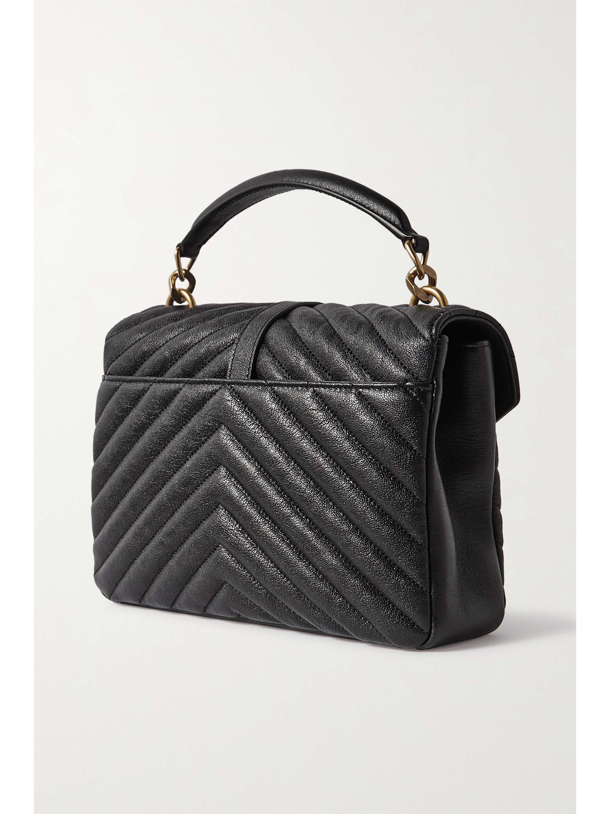 SAINT LAURENT College medium quilted suede tote