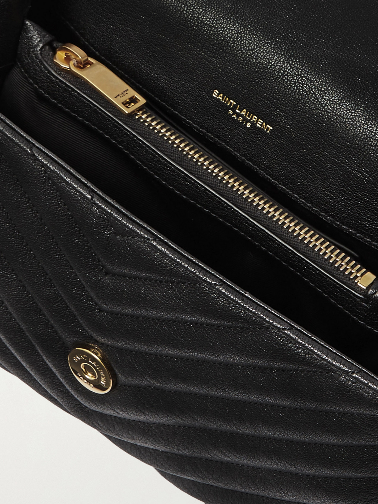 Saint Laurent College Medium Quilted Leather Tote In Black