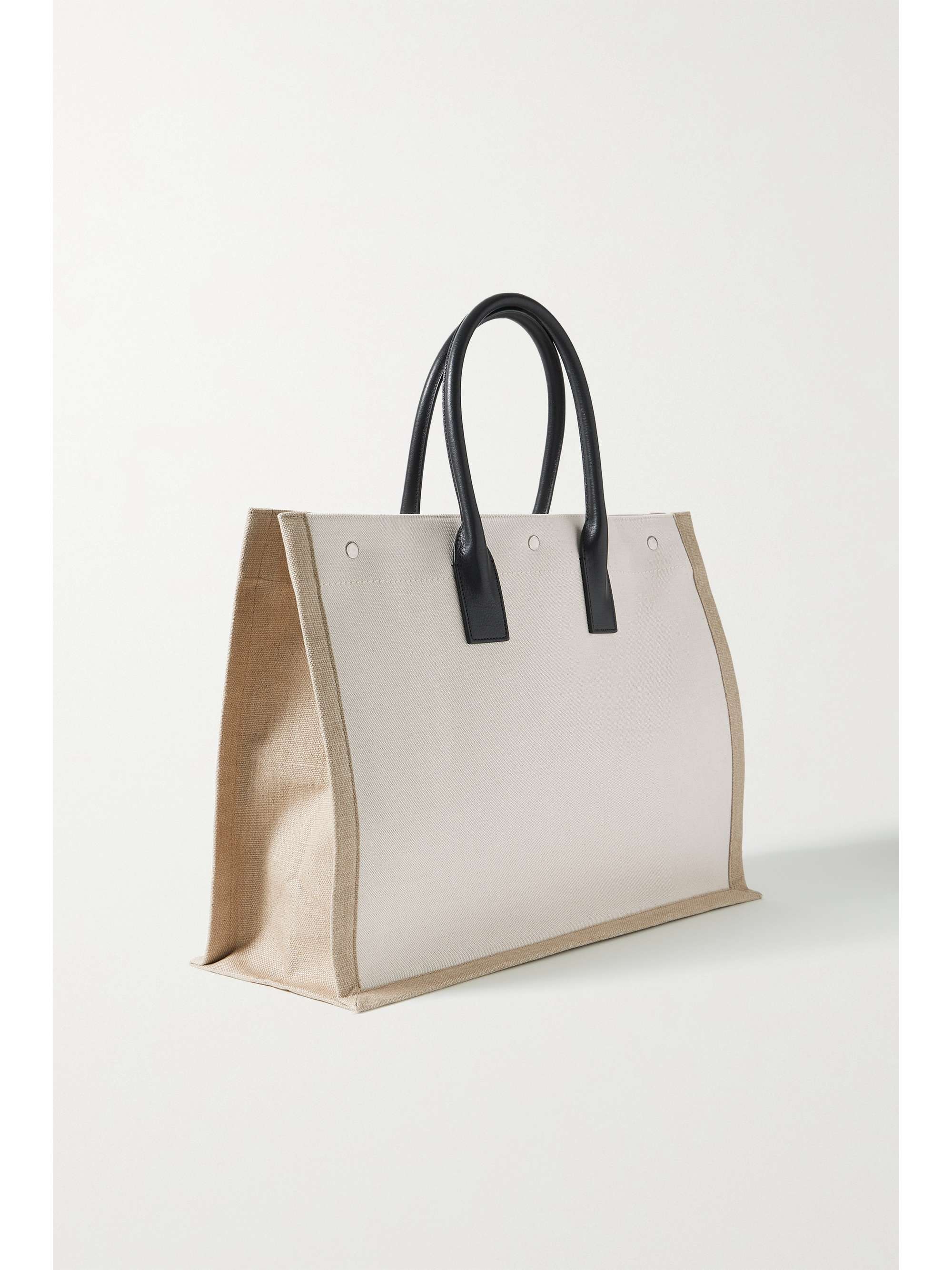 Rive Gauche leather-trimmed printed canvas tote