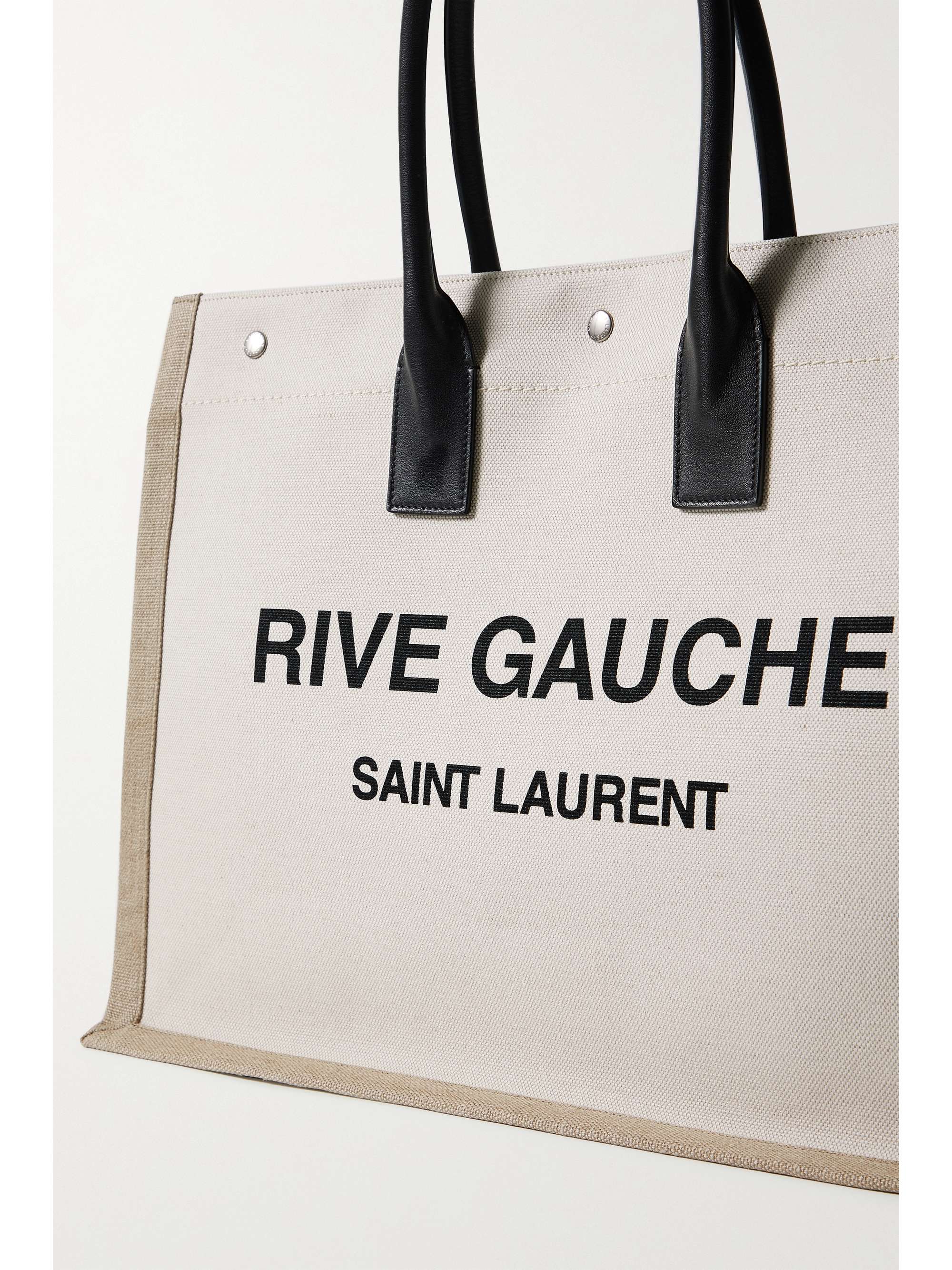 SAINT LAURENT Rive Gauche leather-trimmed printed canvas tote | NET-A ...