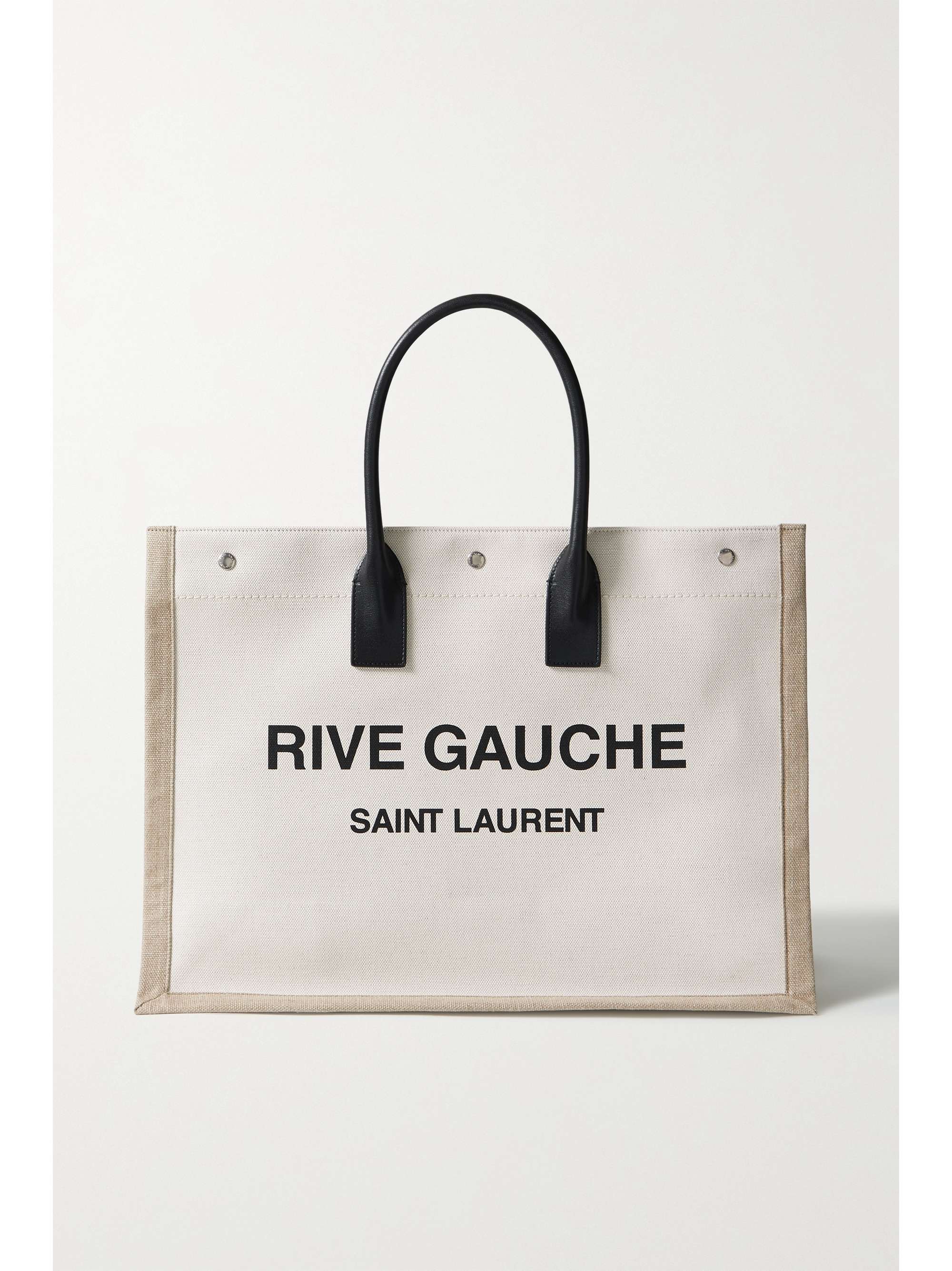 SAINT LAURENT Rive Gauche leather-trimmed printed canvas tote | NET-A-PORTER